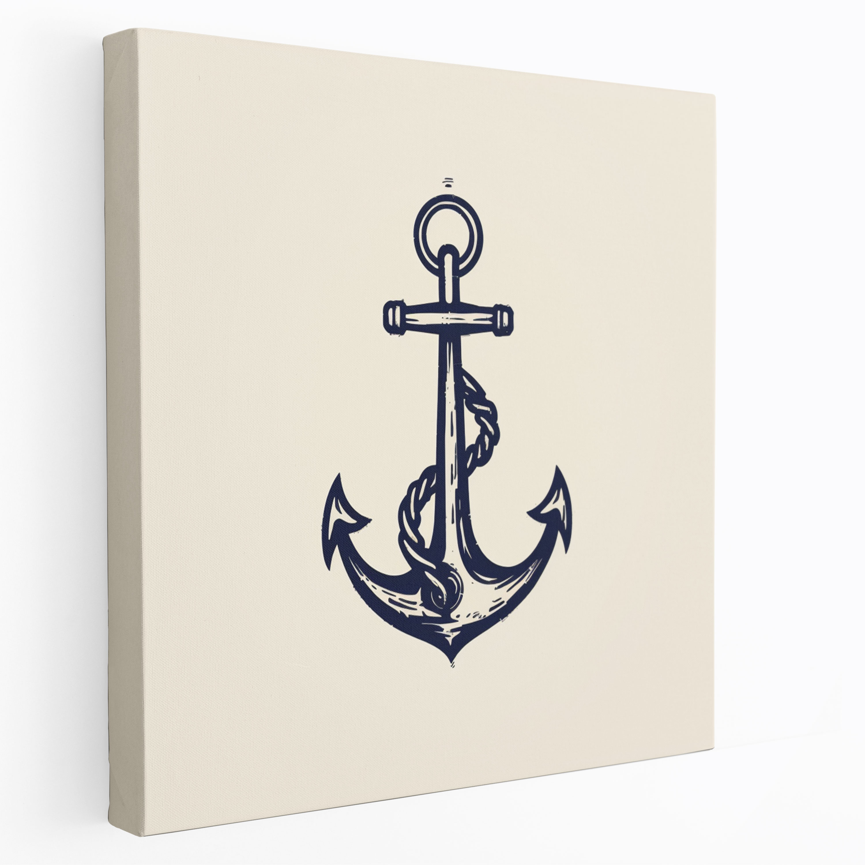 Navy Anchor Line Drawing Wall Decoration - Navy, Canvas, Canvas Print, Canvas Wall Art