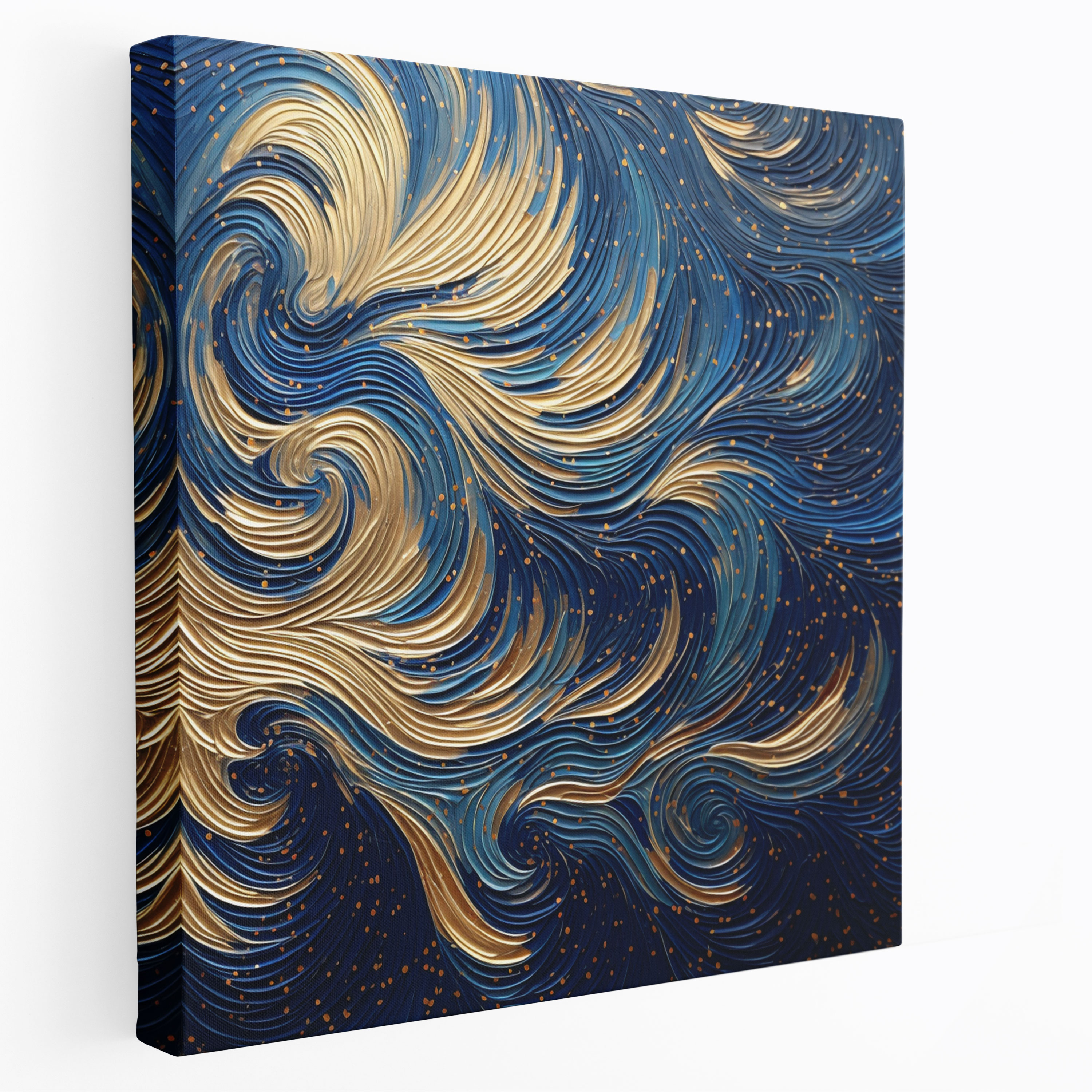 Navy Blue And Gold Swirl Canvas Print - Navy, Navy, Swirl, Canvas Print