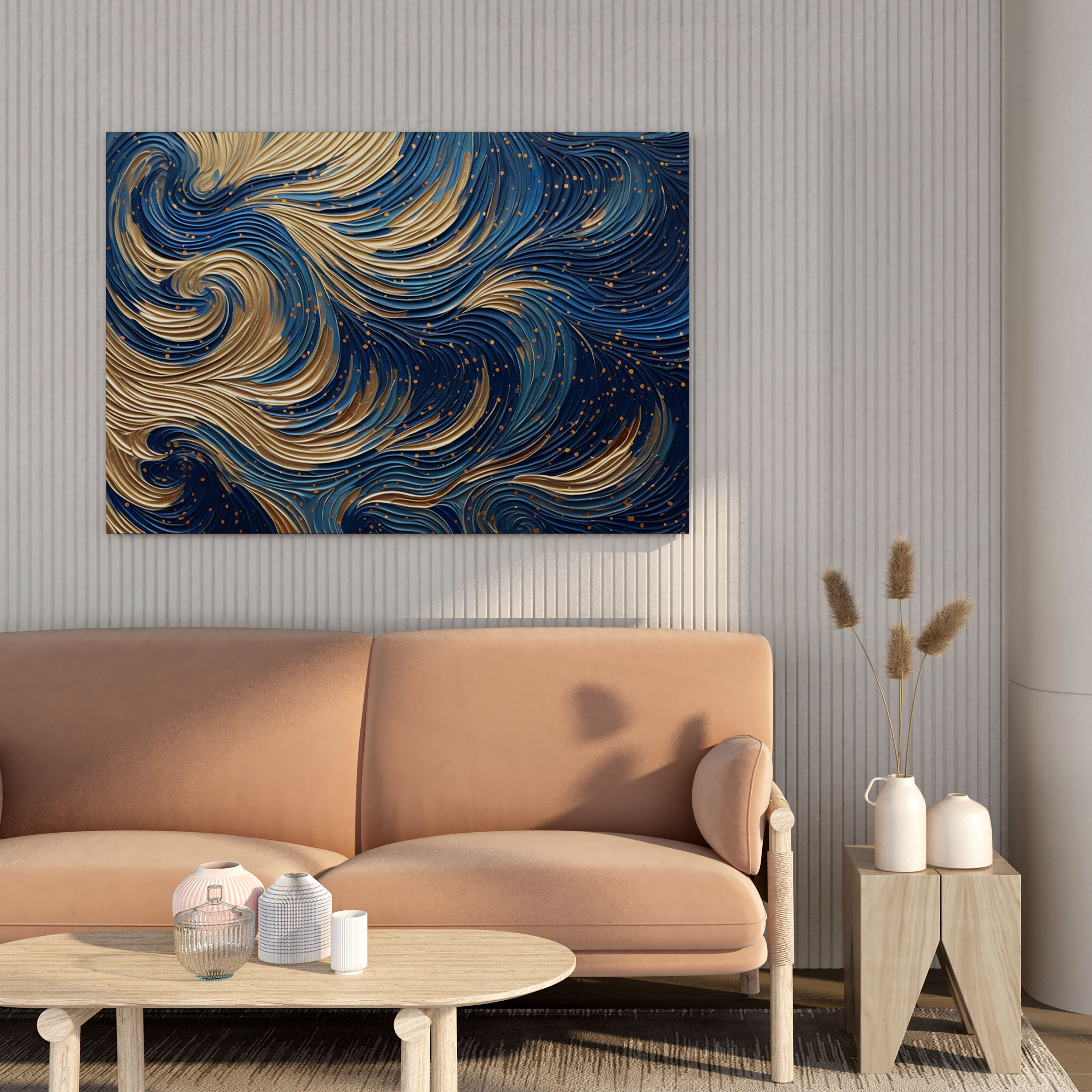 Navy Blue And Gold Swirl Canvas Print - Navy, Navy, Swirl, Canvas Print