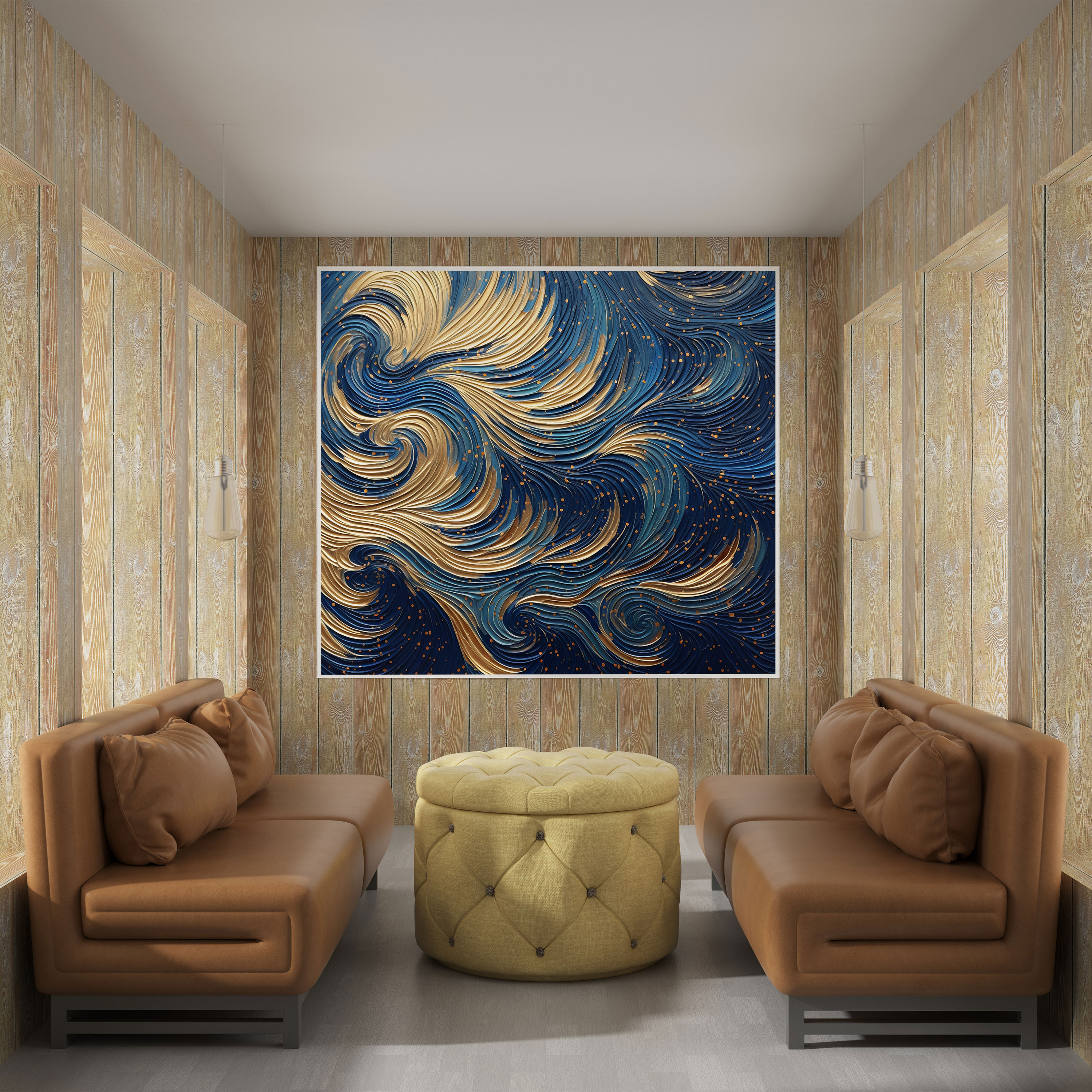 Navy Blue And Gold Swirl Canvas Print - Navy, Navy, Swirl, Canvas Print