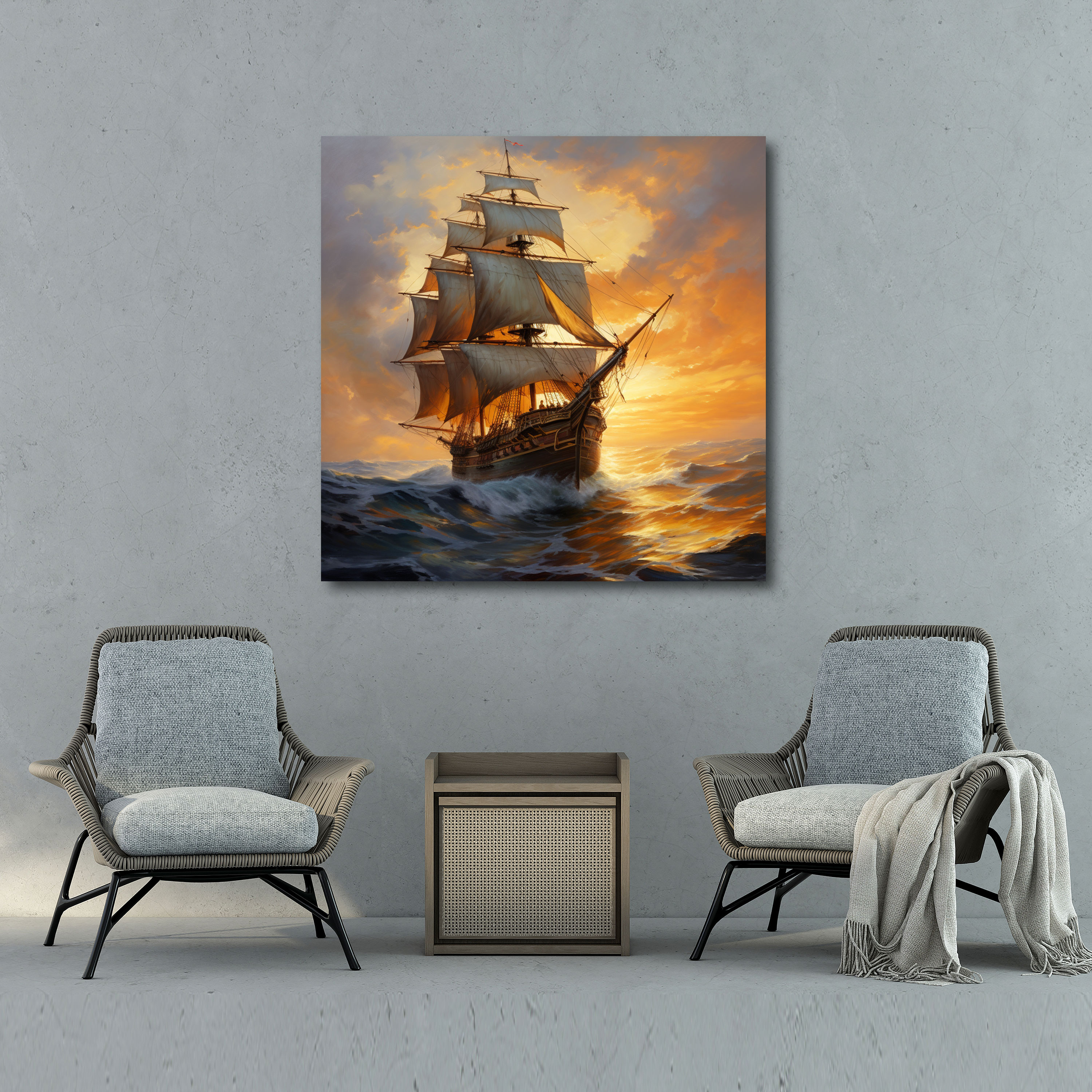 Navy Adventure Canvas Print - Navy, Home Decoration, Wall Art, Strength