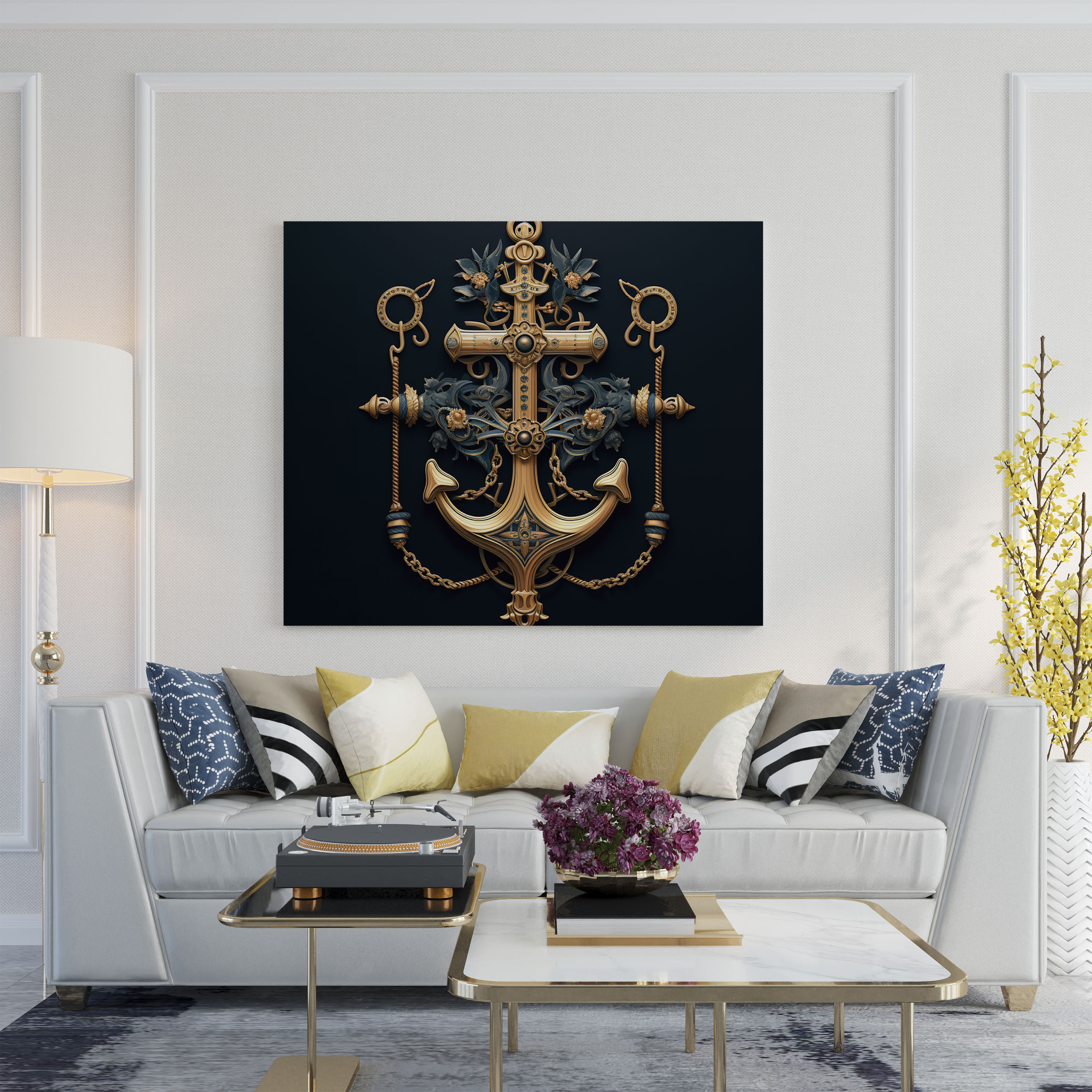 Navy Anchor Wall Decoration - Navy, Home Decoration, Wall Decoration, Wall Art