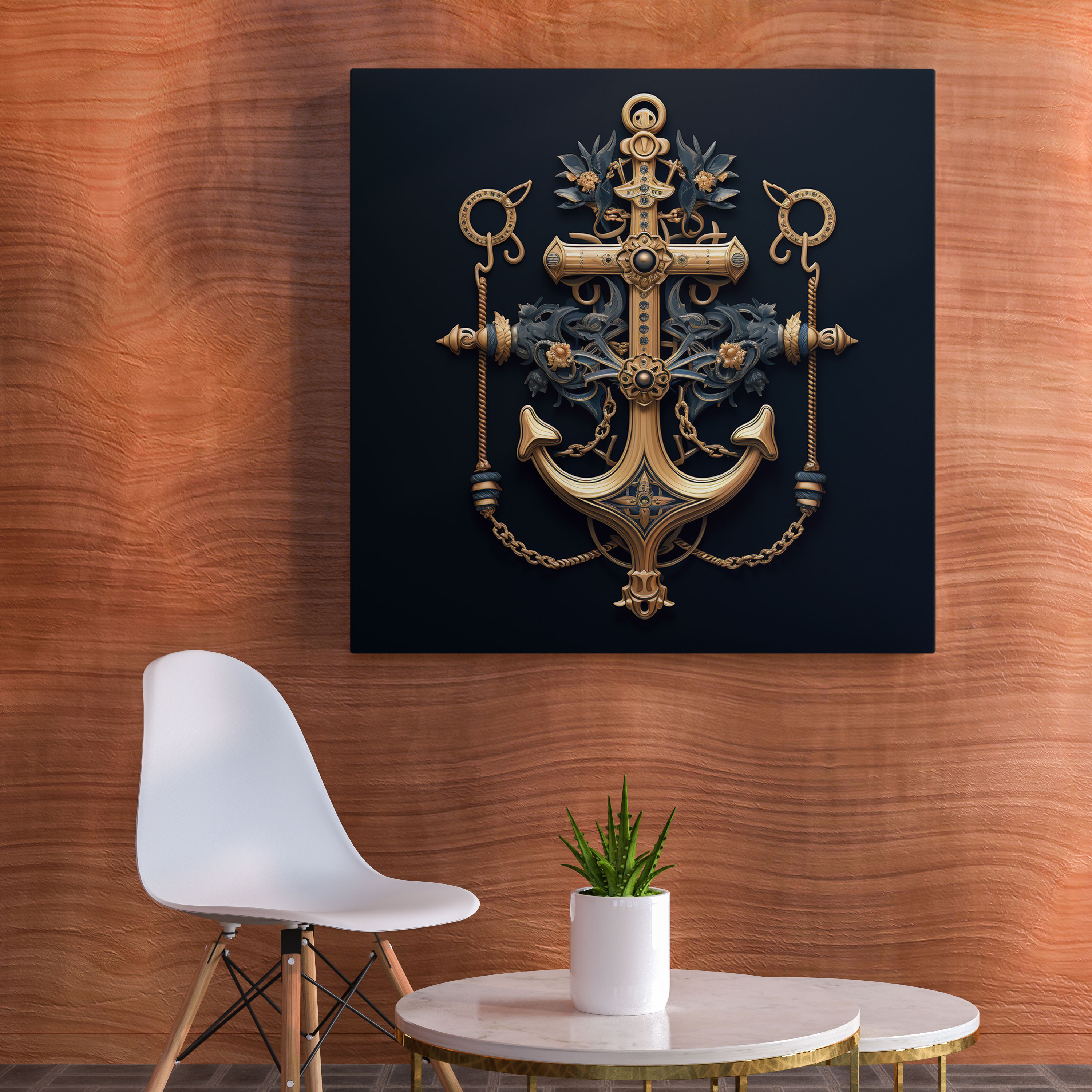 Navy Anchor Wall Decoration - Navy, Home Decoration, Wall Decoration, Wall Art