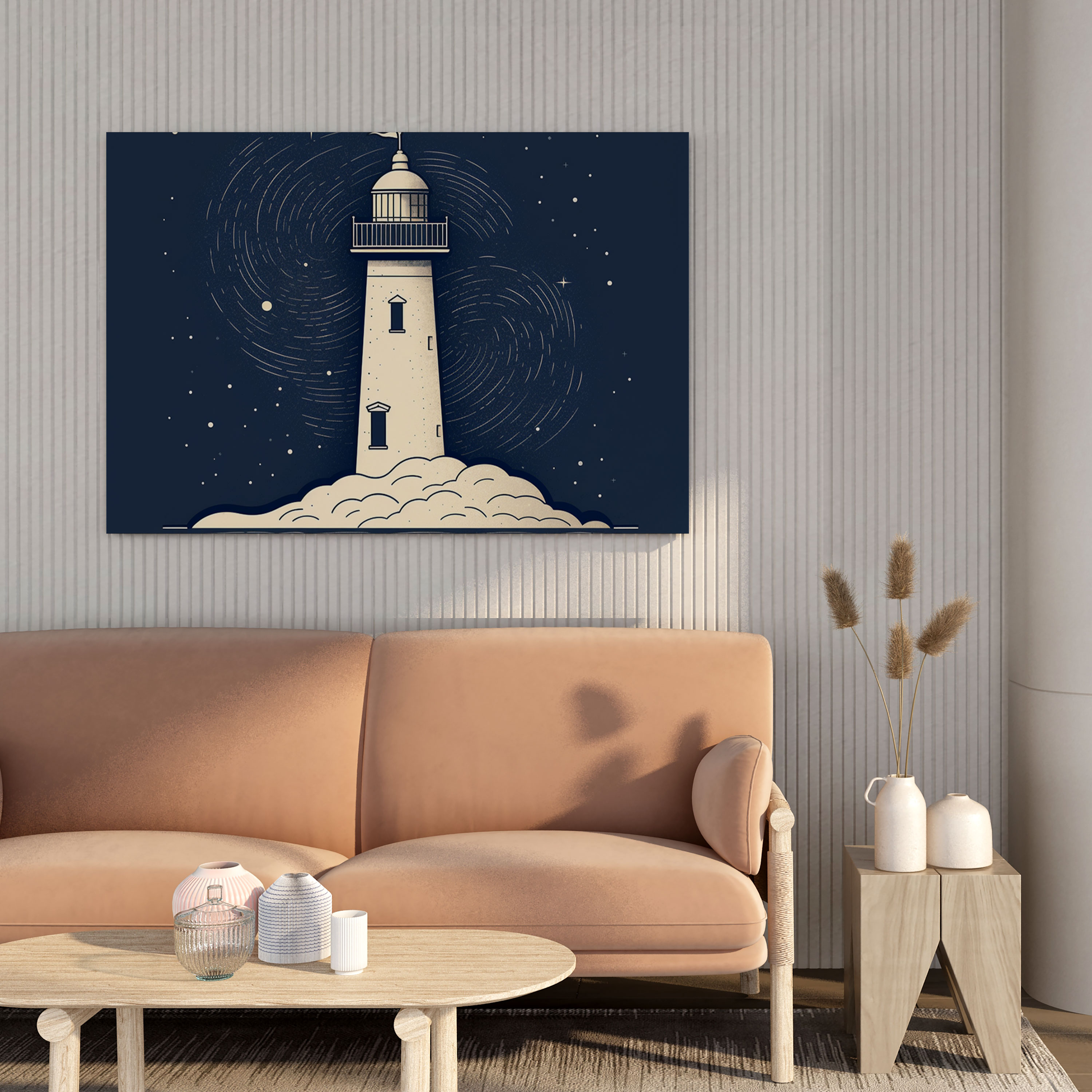 Navy Lighthouse Wall Art - Navy, Wall Art, Navy, Line Drawing