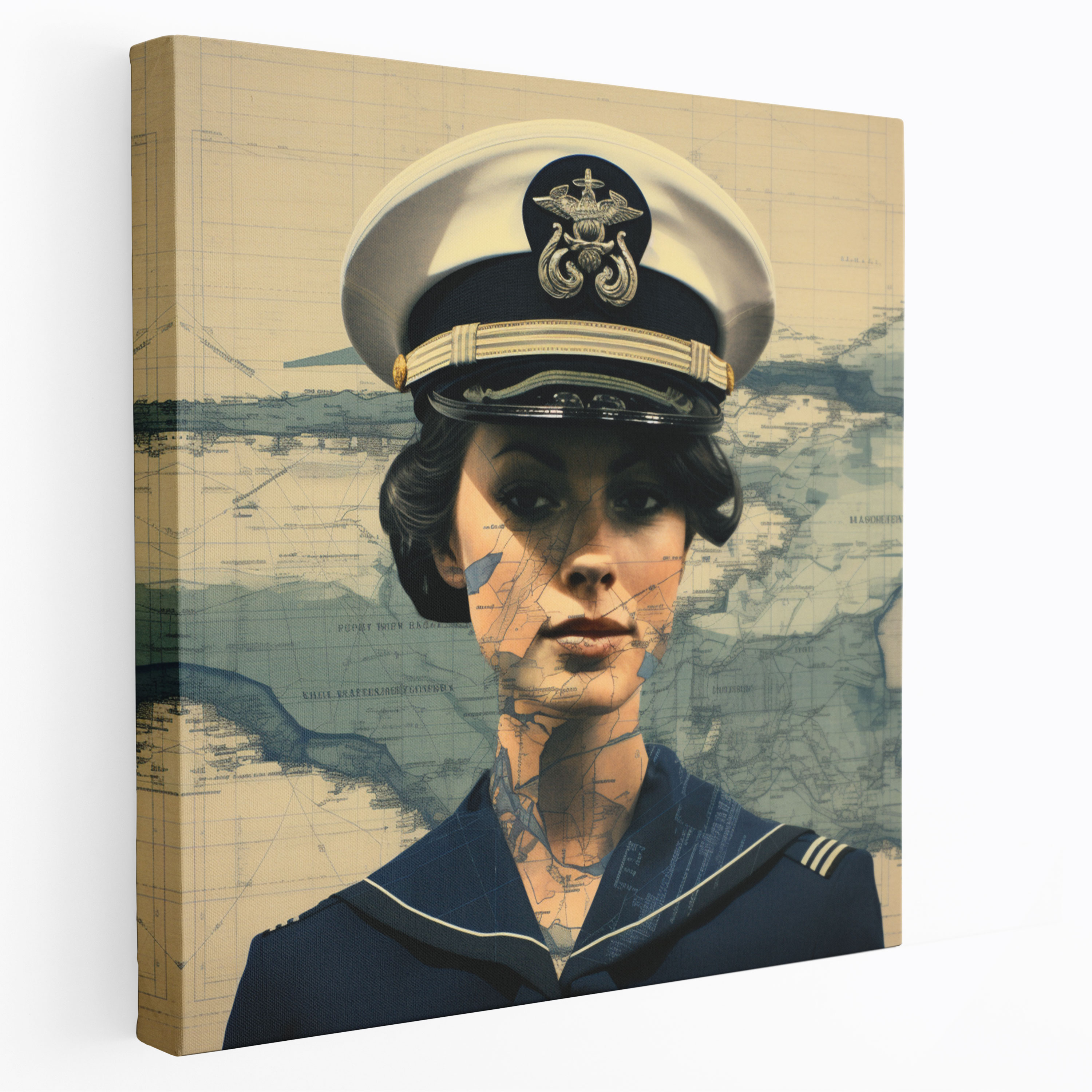 Navy Collage Wall Decoration - Navy, Canvas, Elegance, Home Decoration