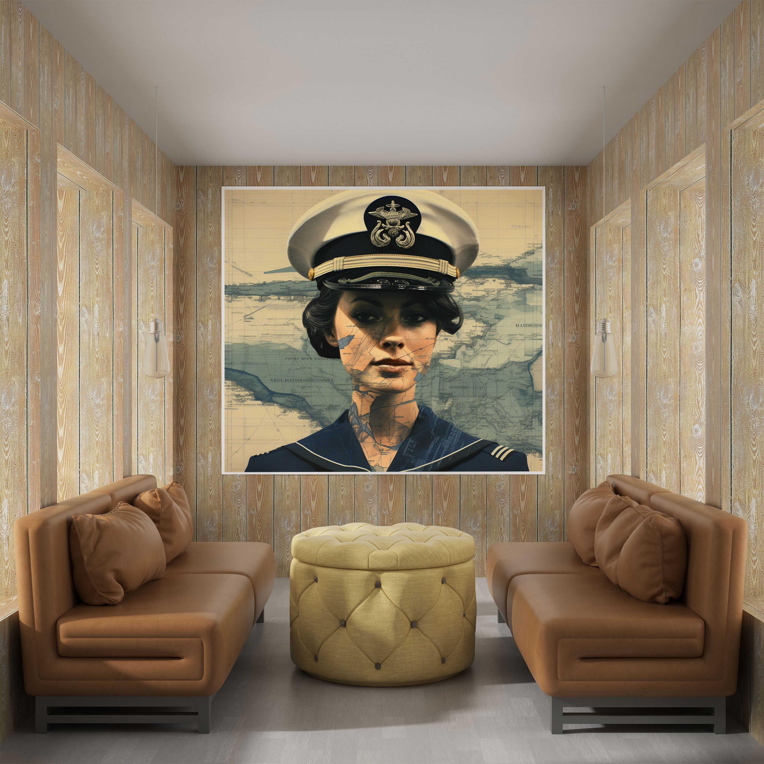 Navy Collage Wall Decoration - Navy, Canvas, Elegance, Home Decoration