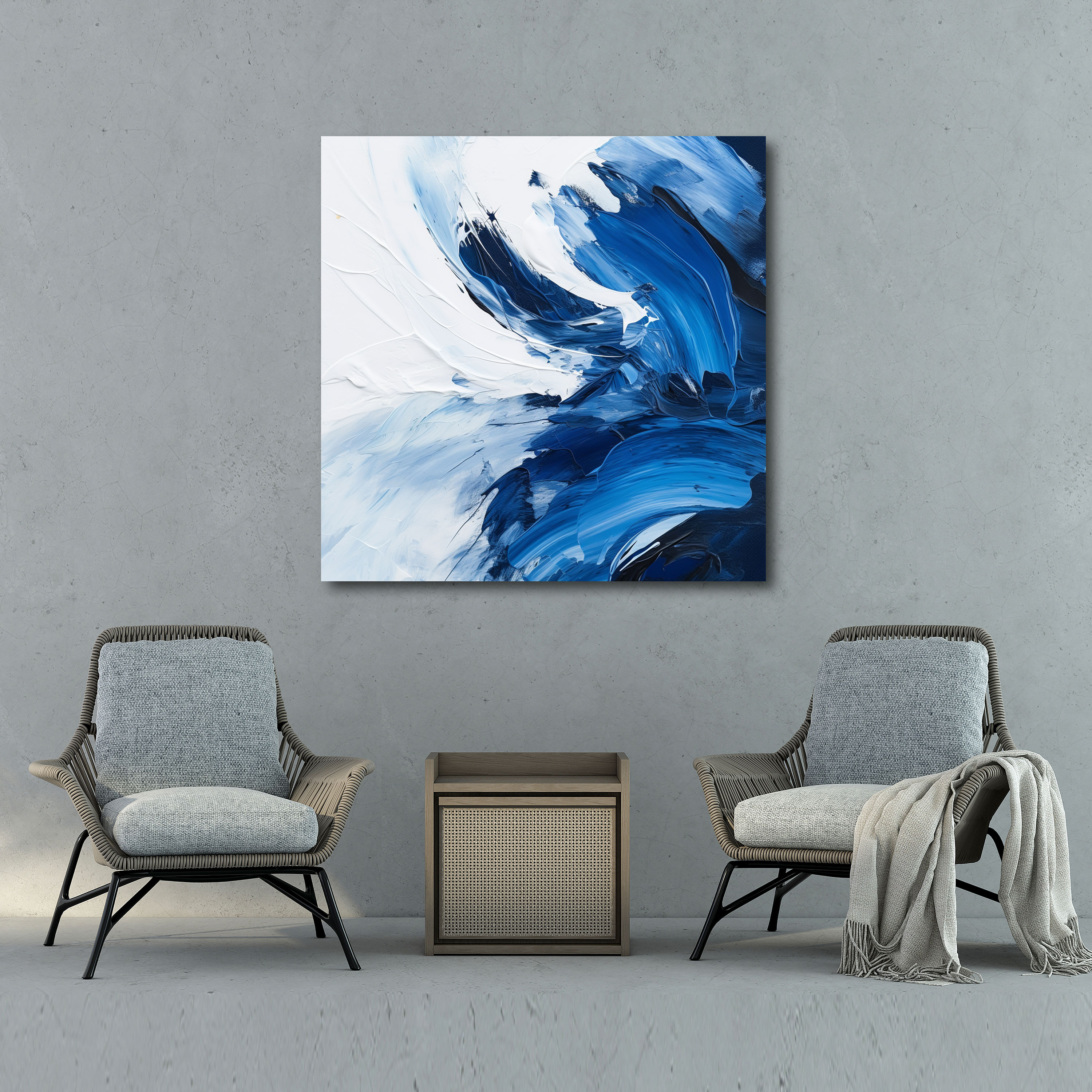 Navy Blue Abstract Canvas Print - Navy, Wall Art, Canvas, Canvas Wall Art