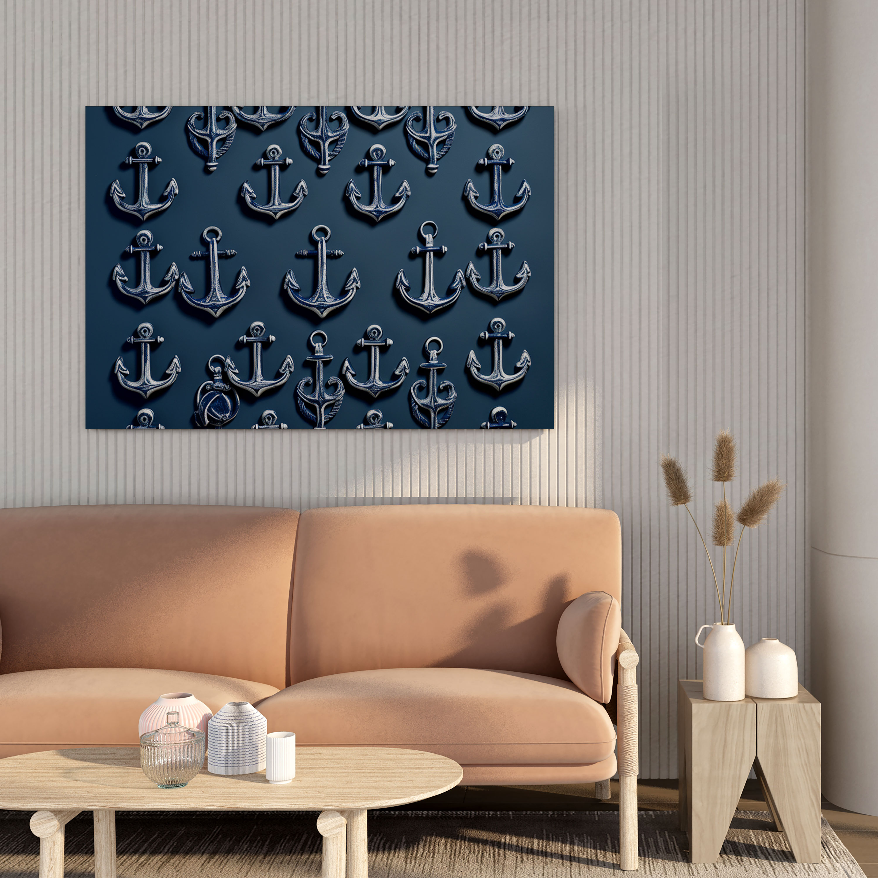 Decorative Navy Anchors Canvas Print - Navy, Wall Decoration, Wall Art, Nautical