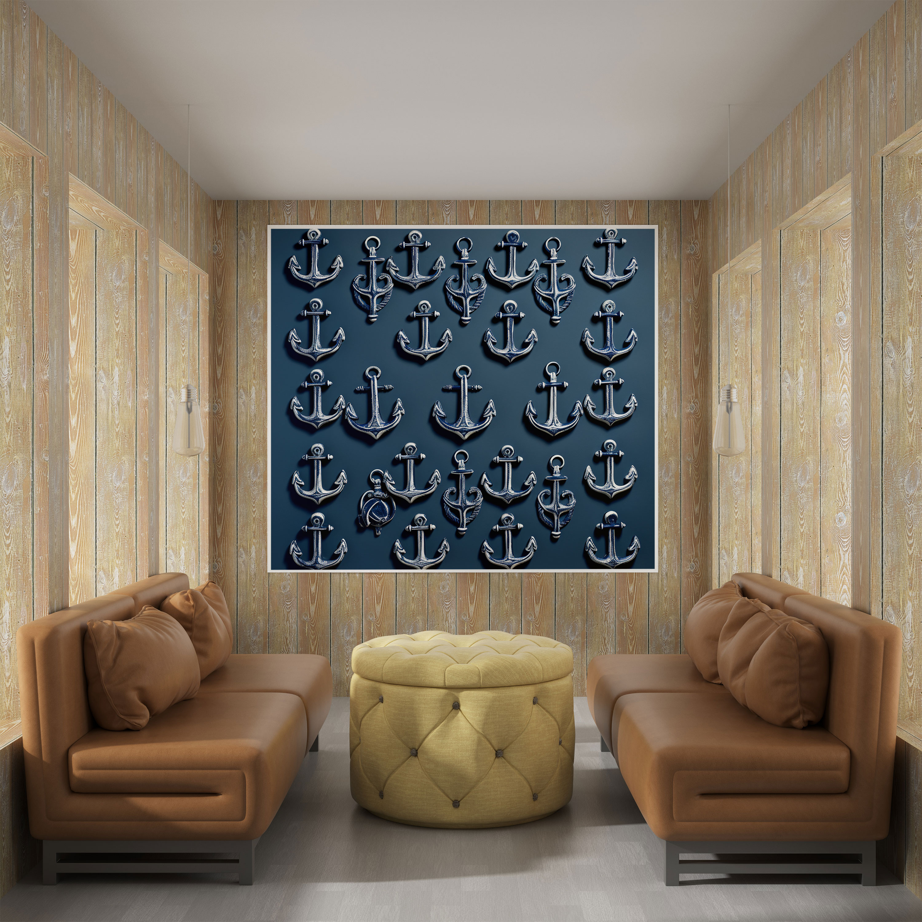 Decorative Navy Anchors Canvas Print - Navy, Wall Decoration, Wall Art, Nautical
