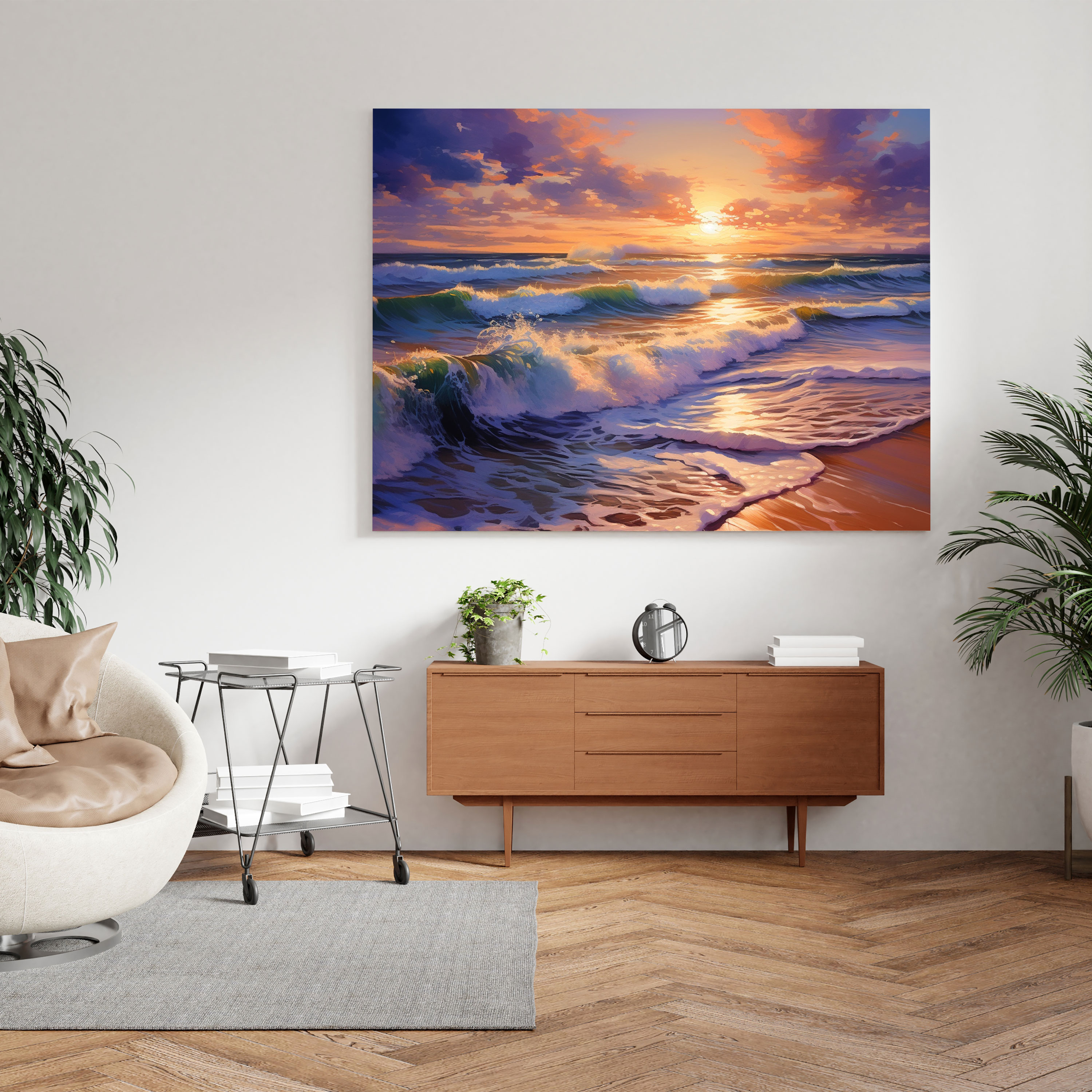 Navy Beach Sunset Canvas Print - Navy, Sunset, Canvas Print, Waves