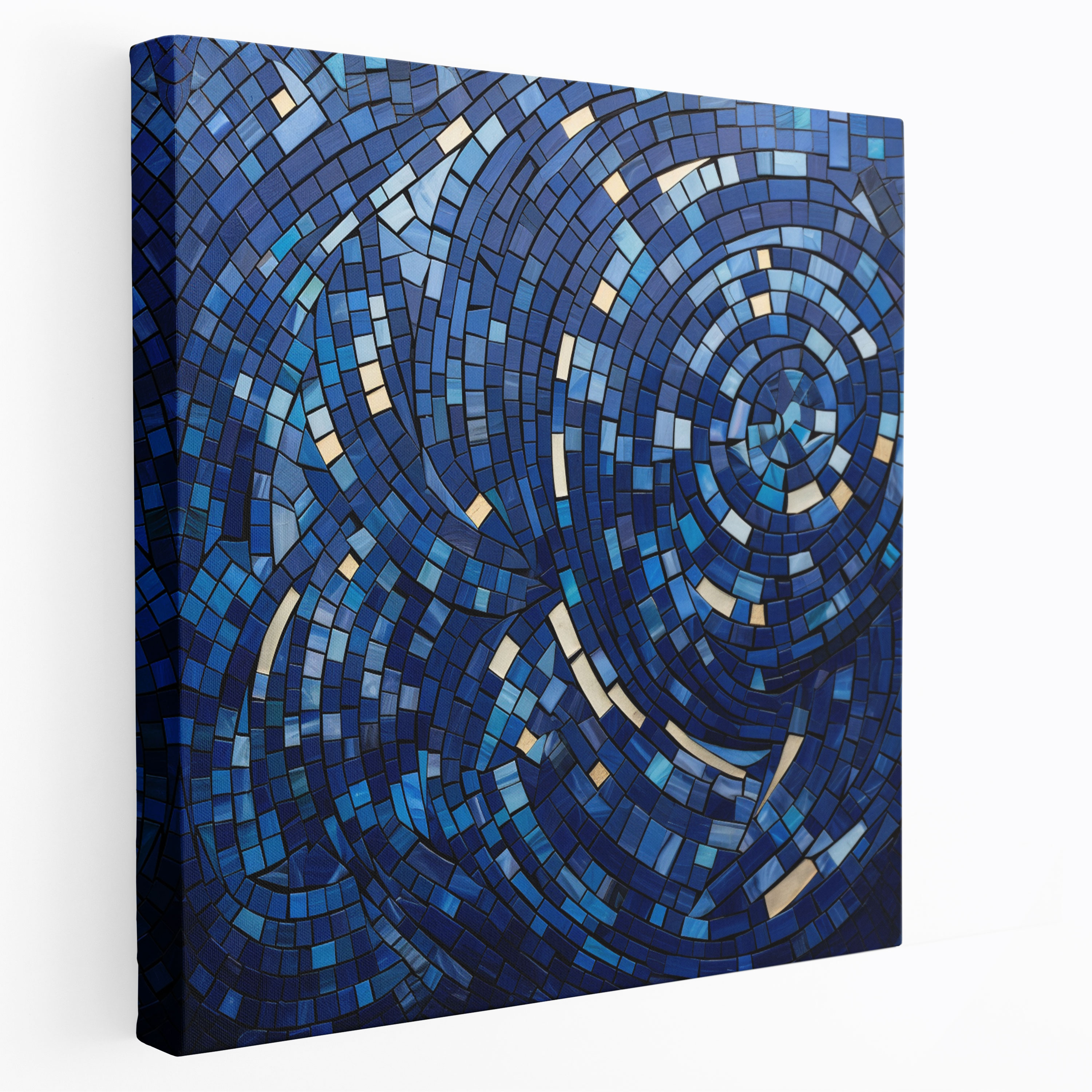 Navy Blue Mosaic Canvas Print - Navy, Canvas, Abstract, Canvas Print