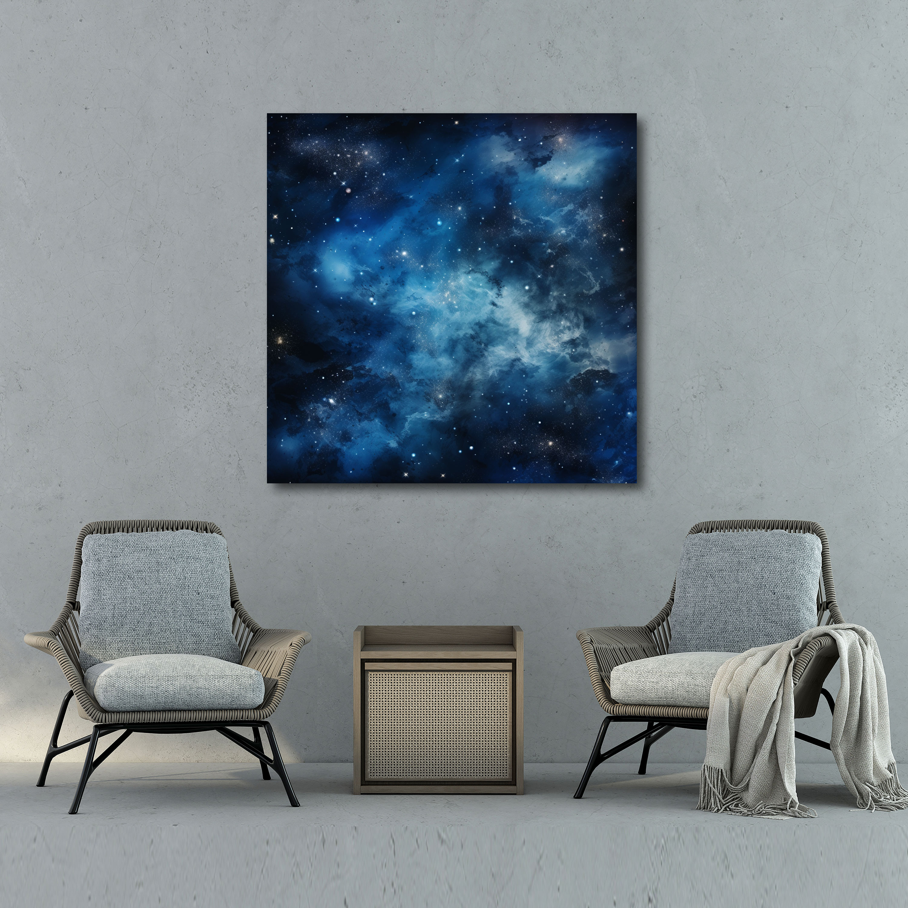 Navy Galaxy Canvas Print - Navy, Universe, Canvas Wall Art, Wall Decoration