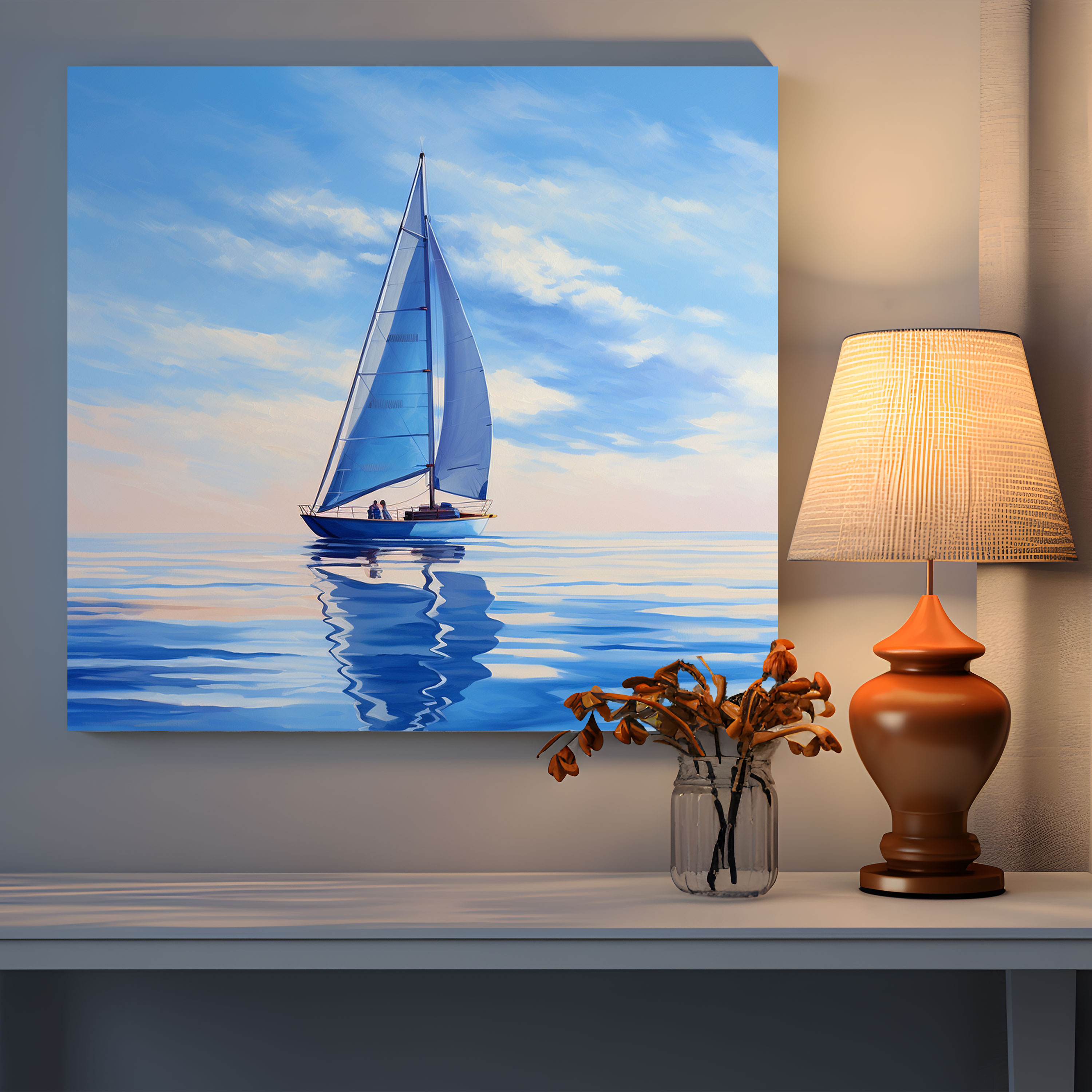 Navy Sailboat Wall Art - Navy, Adventure, Canvas Wall Art, Home Decoration