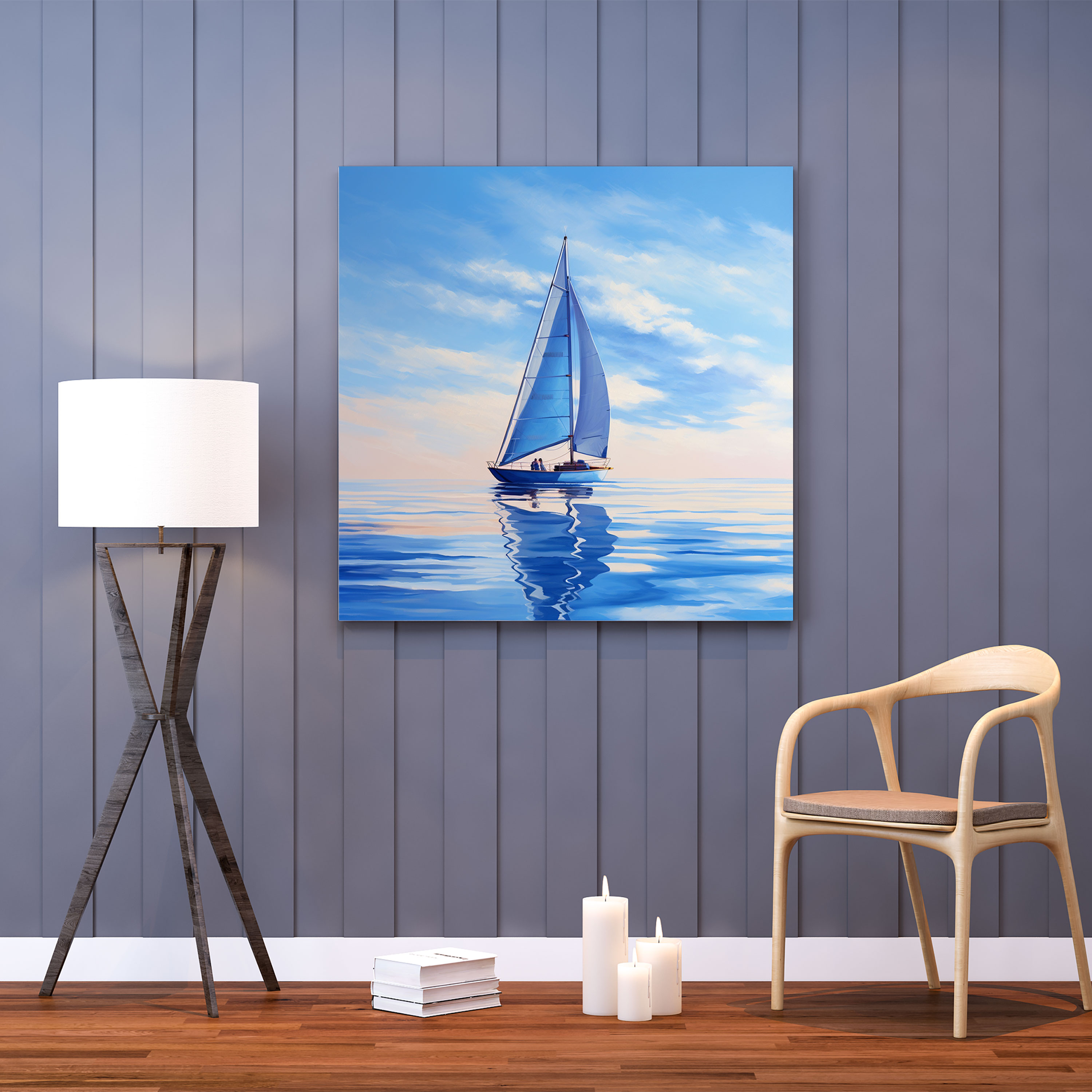 Navy Sailboat Wall Art - Navy, Adventure, Canvas Wall Art, Home Decoration