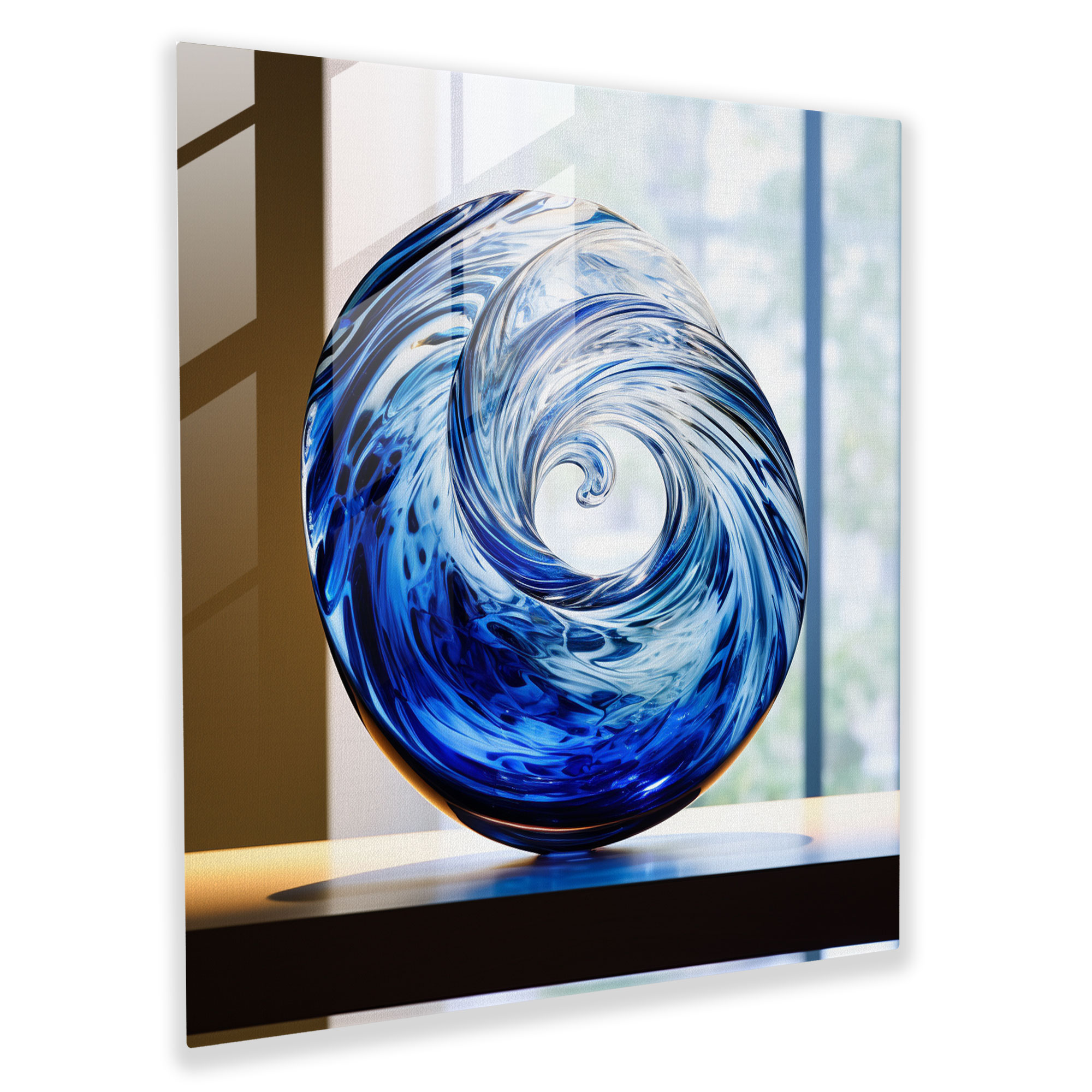 Whirling Depths Glass Art - Navy, Home Decoration, Glass Art, Whirlpool