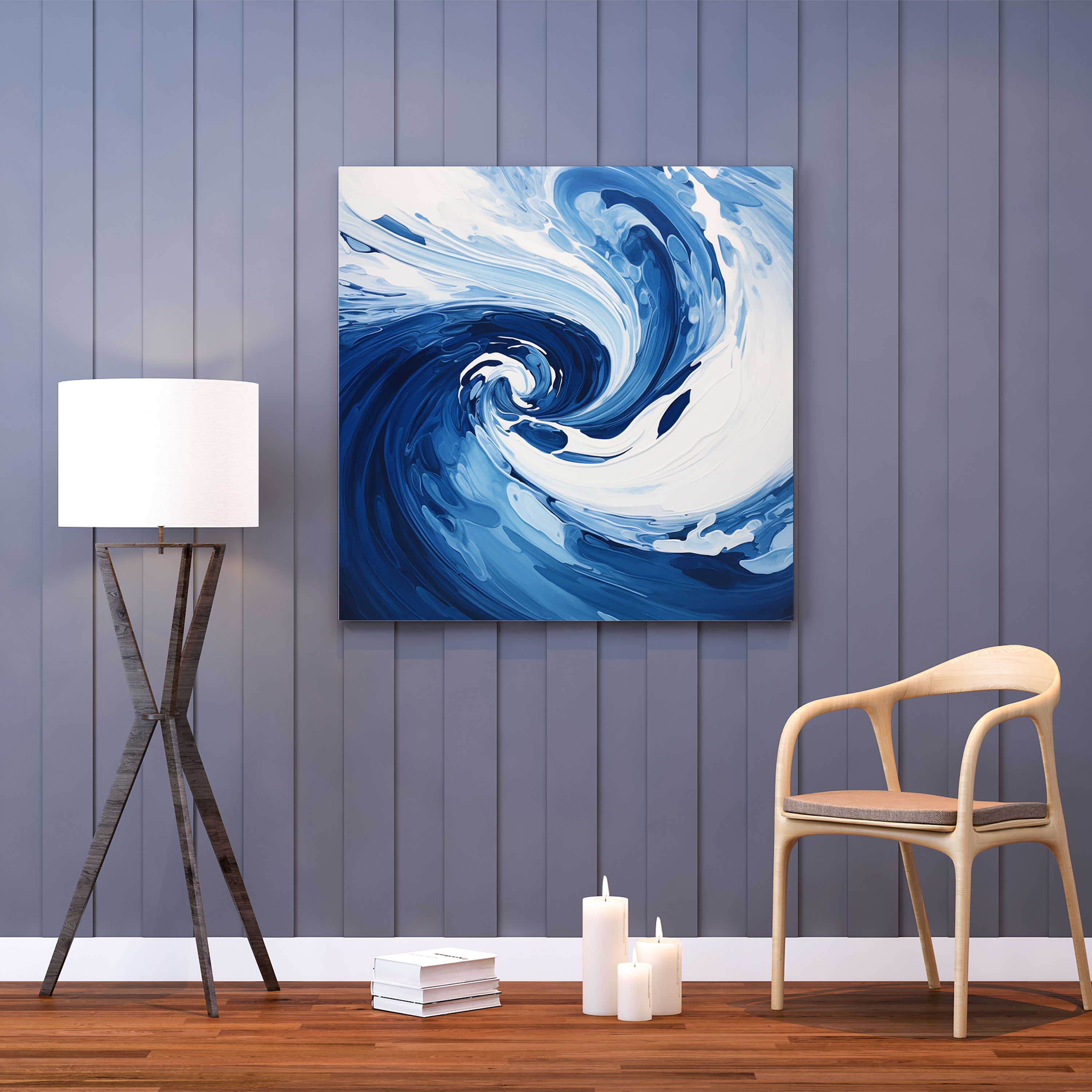 Navy Blue Waves Canvas Print - Navy Blue, Abstract, Waves, Calm