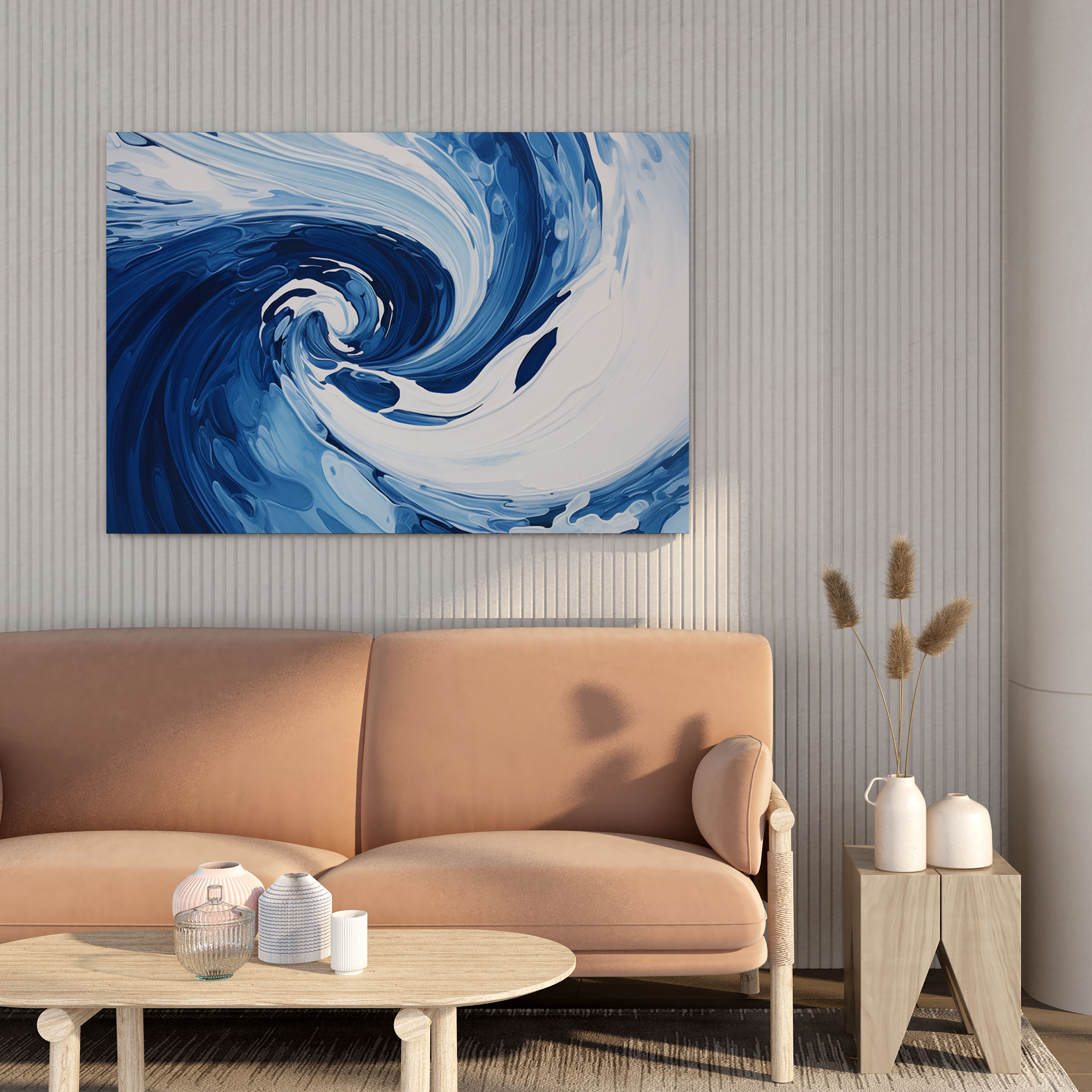 Navy Blue Waves Canvas Print - Navy Blue, Abstract, Waves, Calm