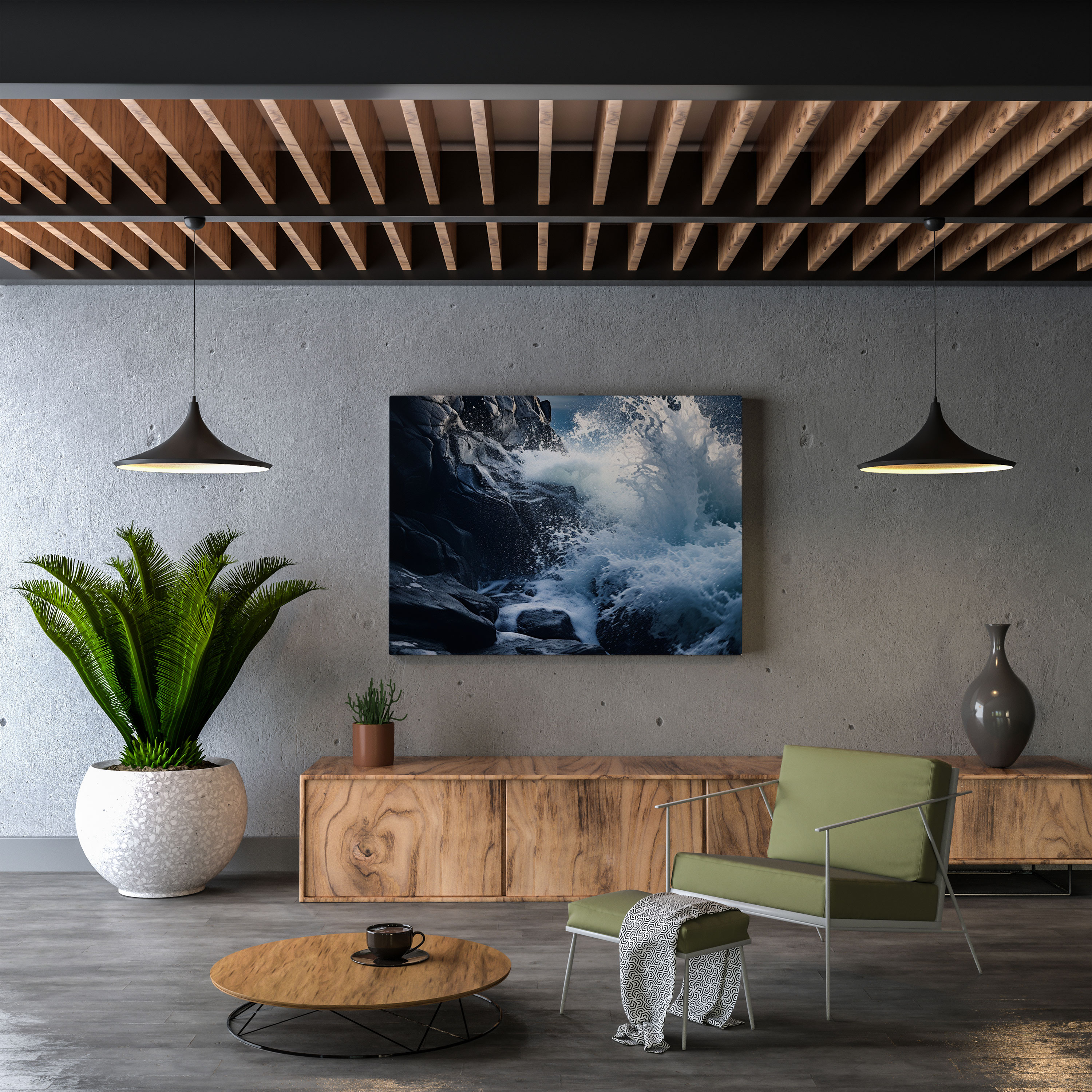 Navy Blue Seascape Wall Art - Navy Blue, Navy Blue, Wall Decoration, Photography