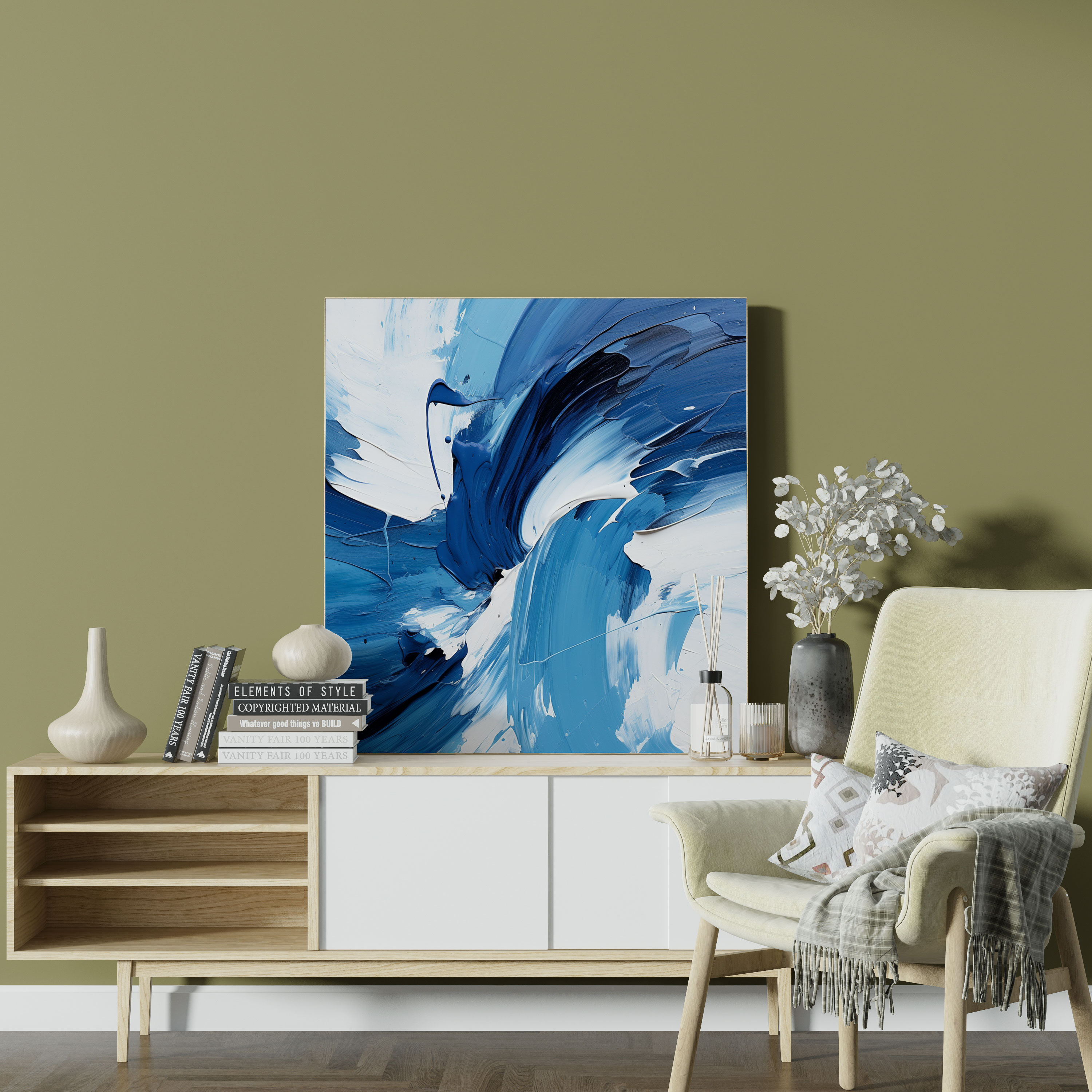 Navy Blue Abstract Canvas Print - Navy Blue, Abstract Art, Wall Art, Canvas