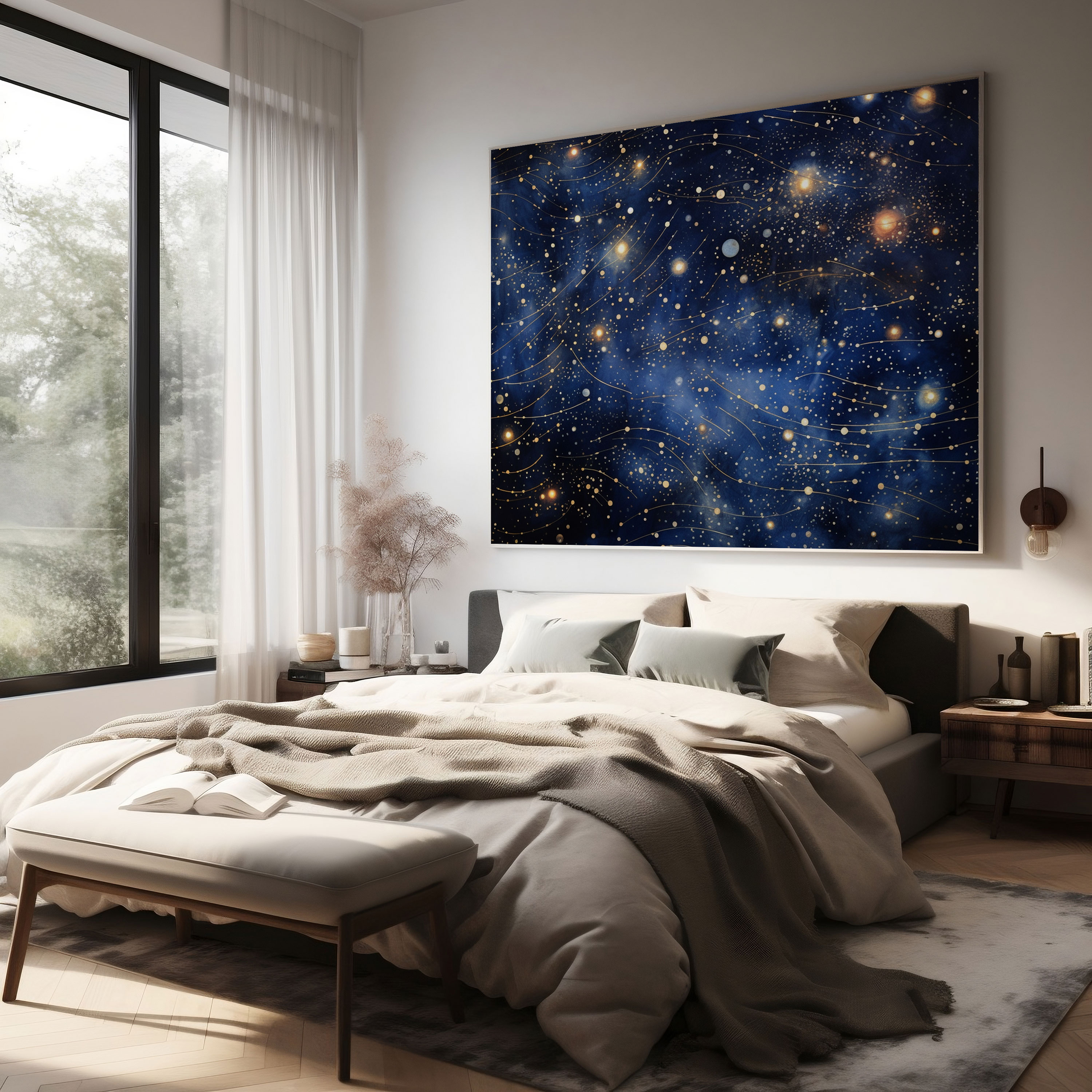 Navy Blue Night Sky Canvas Print - Navy Blue, Navy Blue, Canvas Print, Canvas