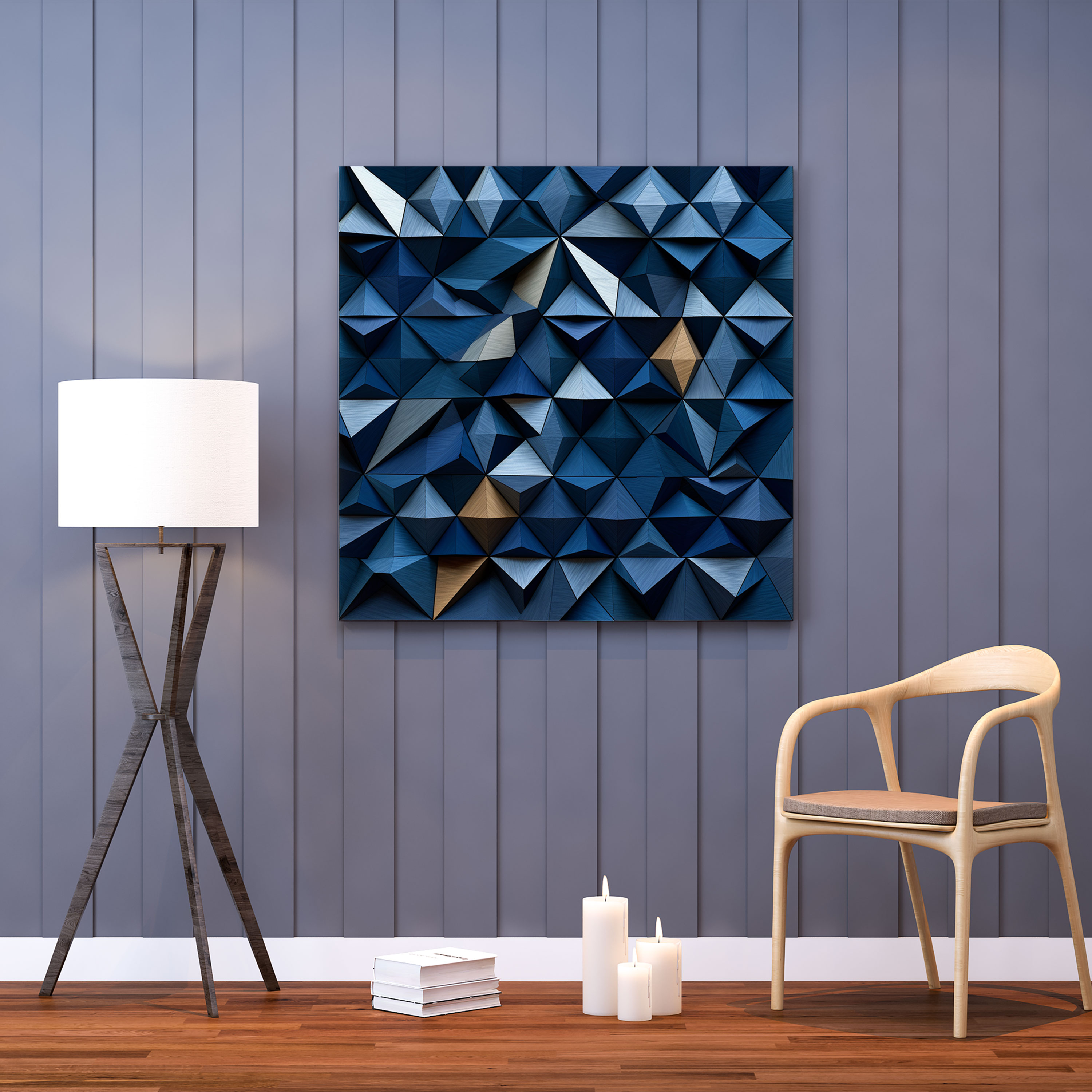 Navy Blue Canvas Print - Geometric Pattern Artwork - Wall Decoration - Navy Blue, Wall Decoration, Canvas Wall Art, Canvas Print