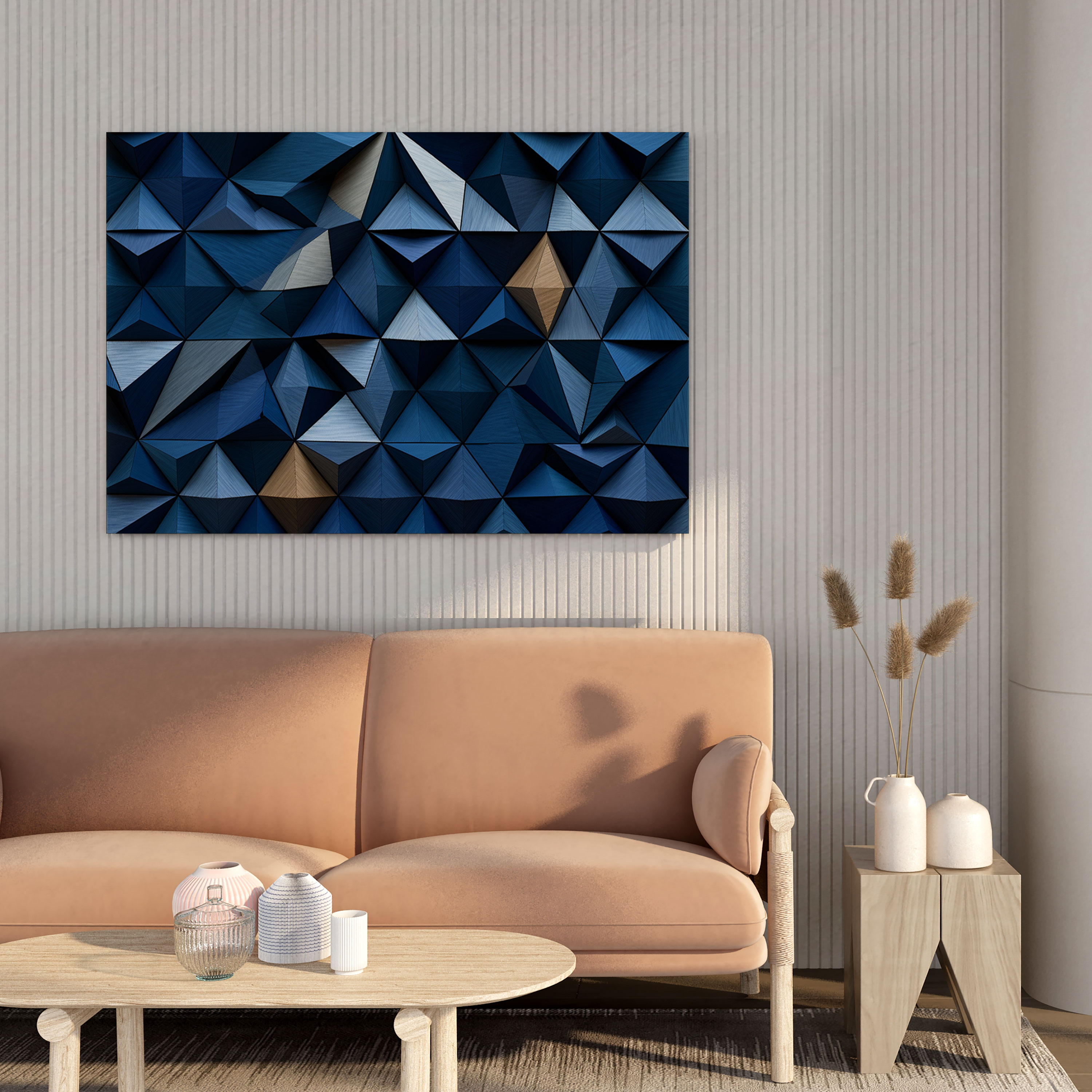Navy Blue Canvas Print - Geometric Pattern Artwork - Wall Decoration - Navy Blue, Wall Decoration, Canvas Wall Art, Canvas Print