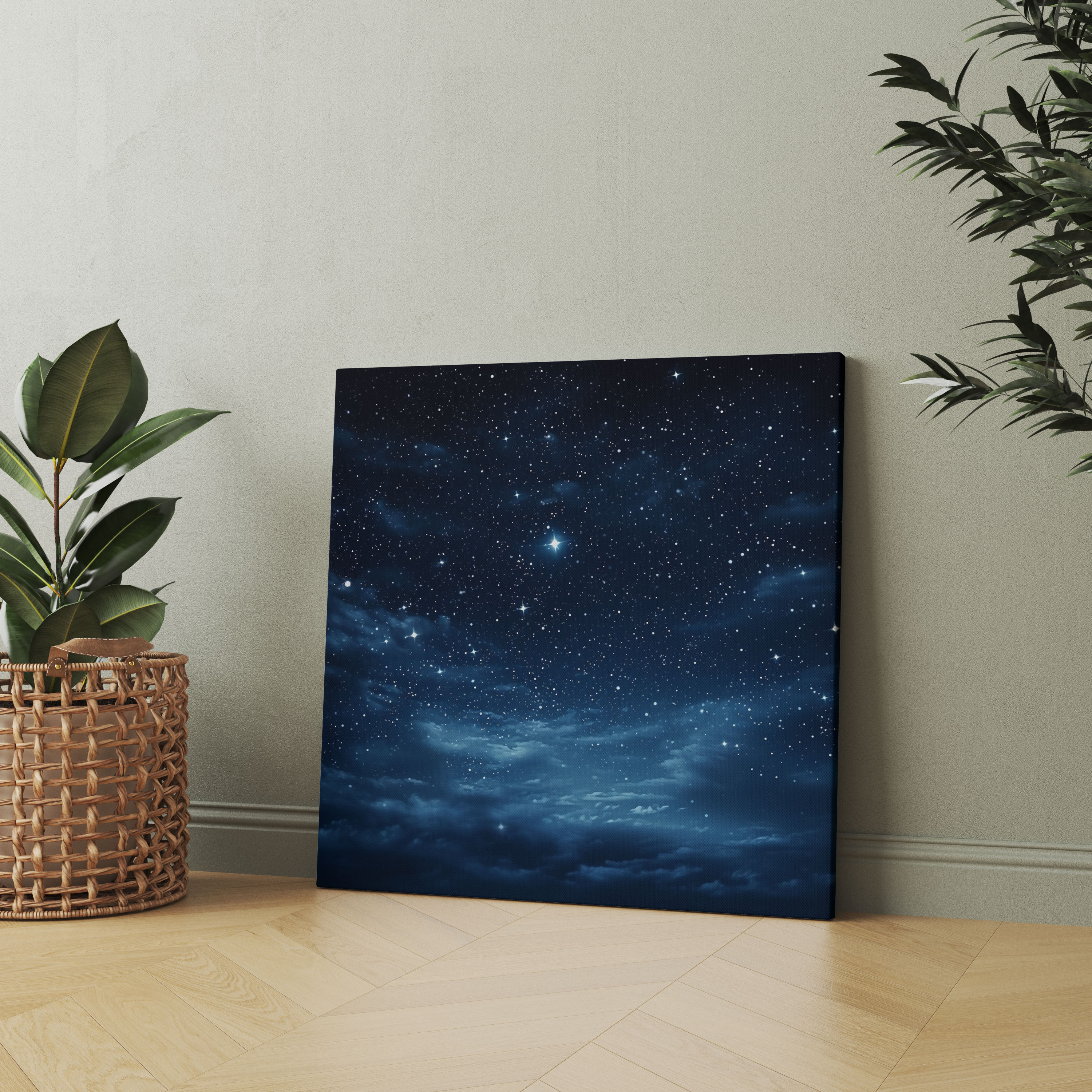 Navy Blue Canvas Print - Contemporary Night Sky Photography - Wall Art - Navy Blue, Home Decoration, Wall Decoration, Contemporary Photography