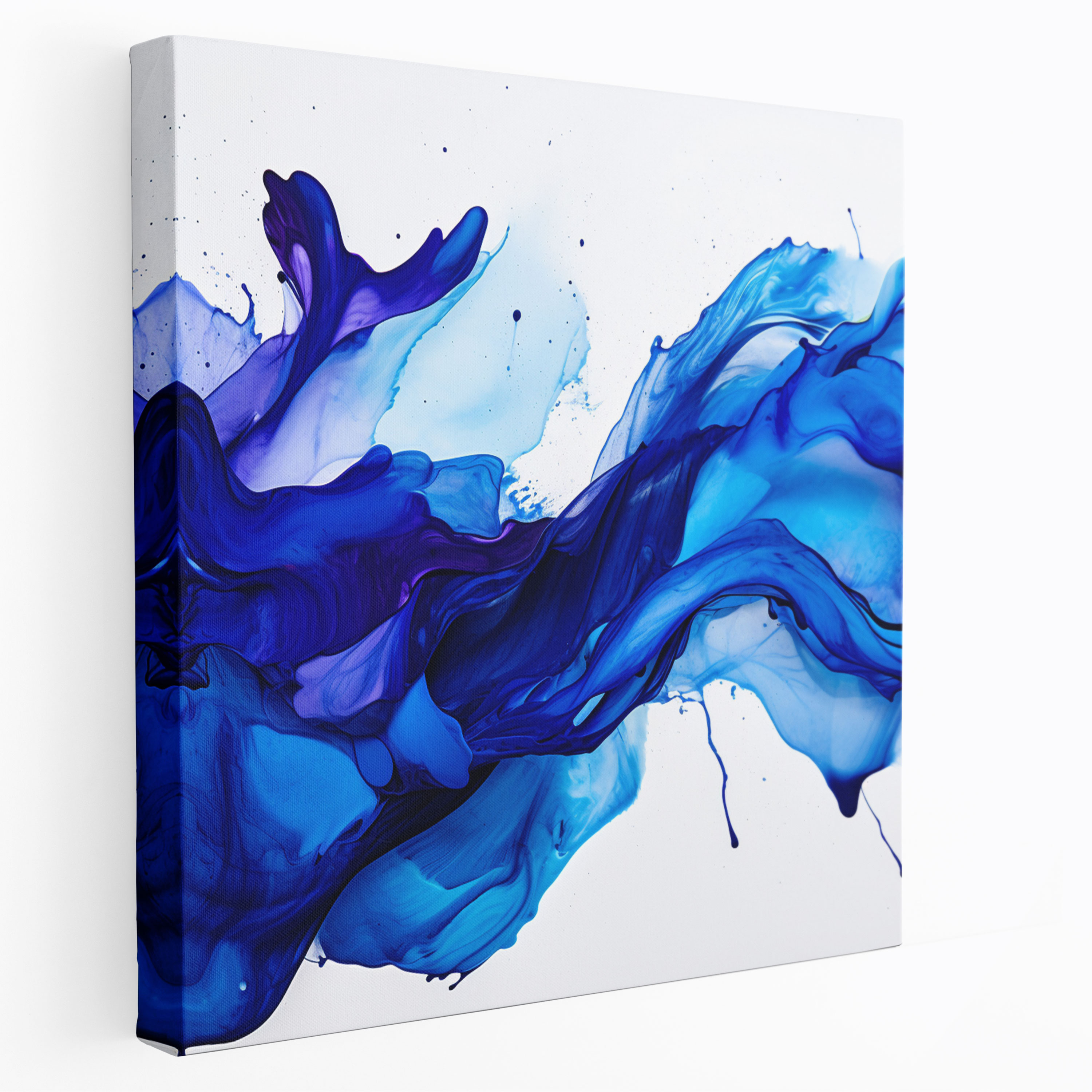 Navy Blue Canvas Print - Abstract Ink Artwork - Wall Decoration - Navy Blue, Canvas, Canvas Print, Canvas Wall Art
