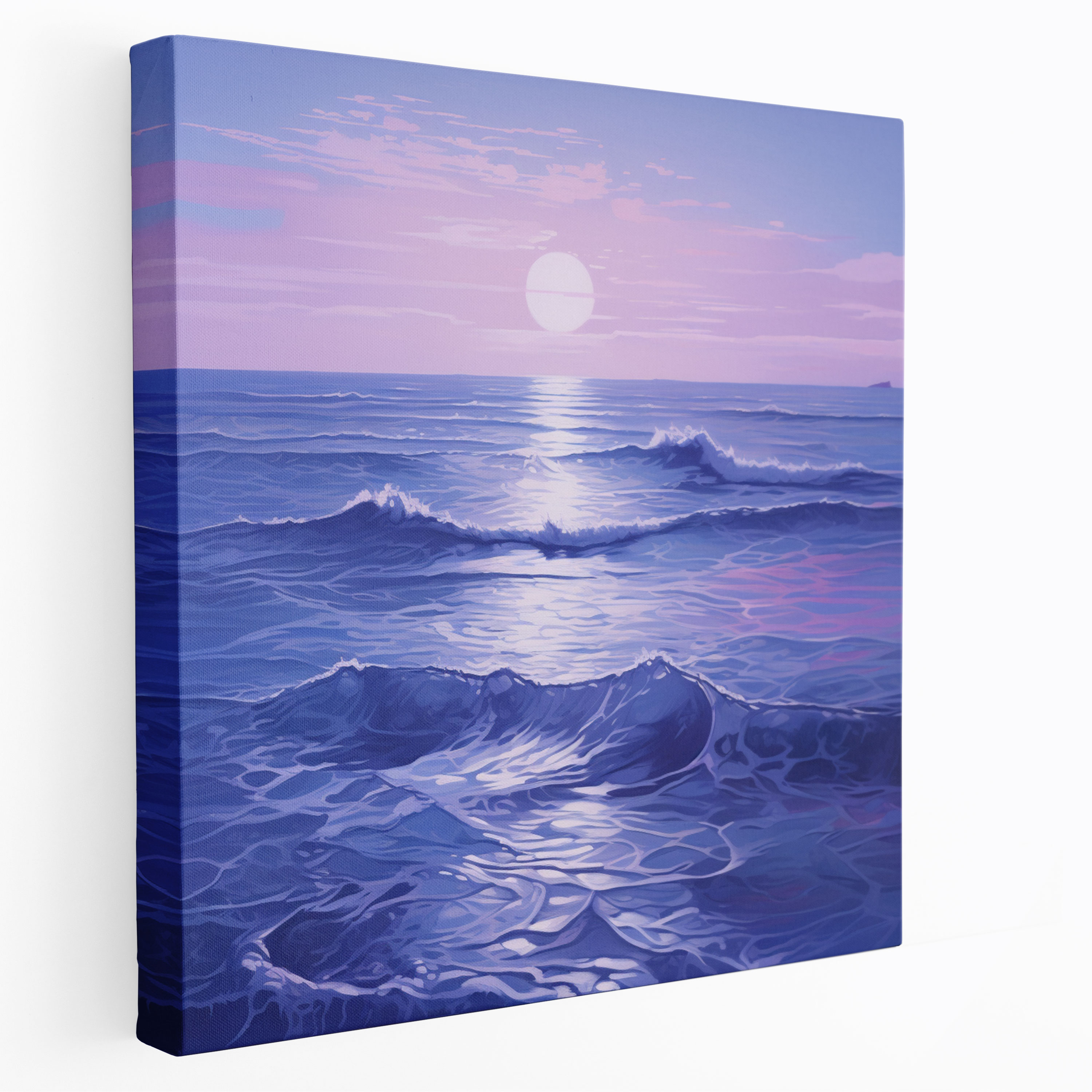 Navy Blue Twilight Seascape Canvas Print - Navy Blue, Wall Decoration, Wall Art, Canvas Print