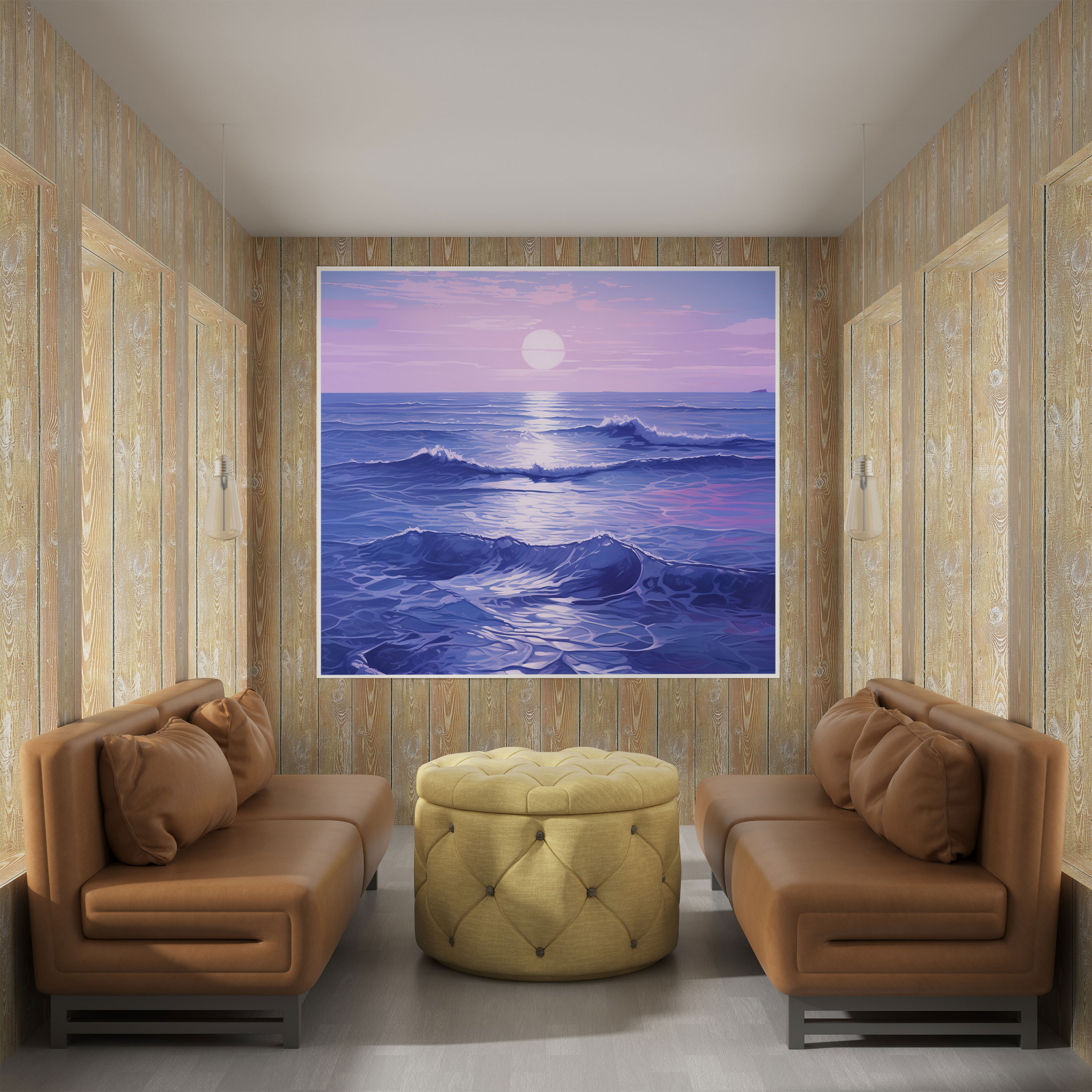 Navy Blue Twilight Seascape Canvas Print - Navy Blue, Wall Decoration, Wall Art, Canvas Print