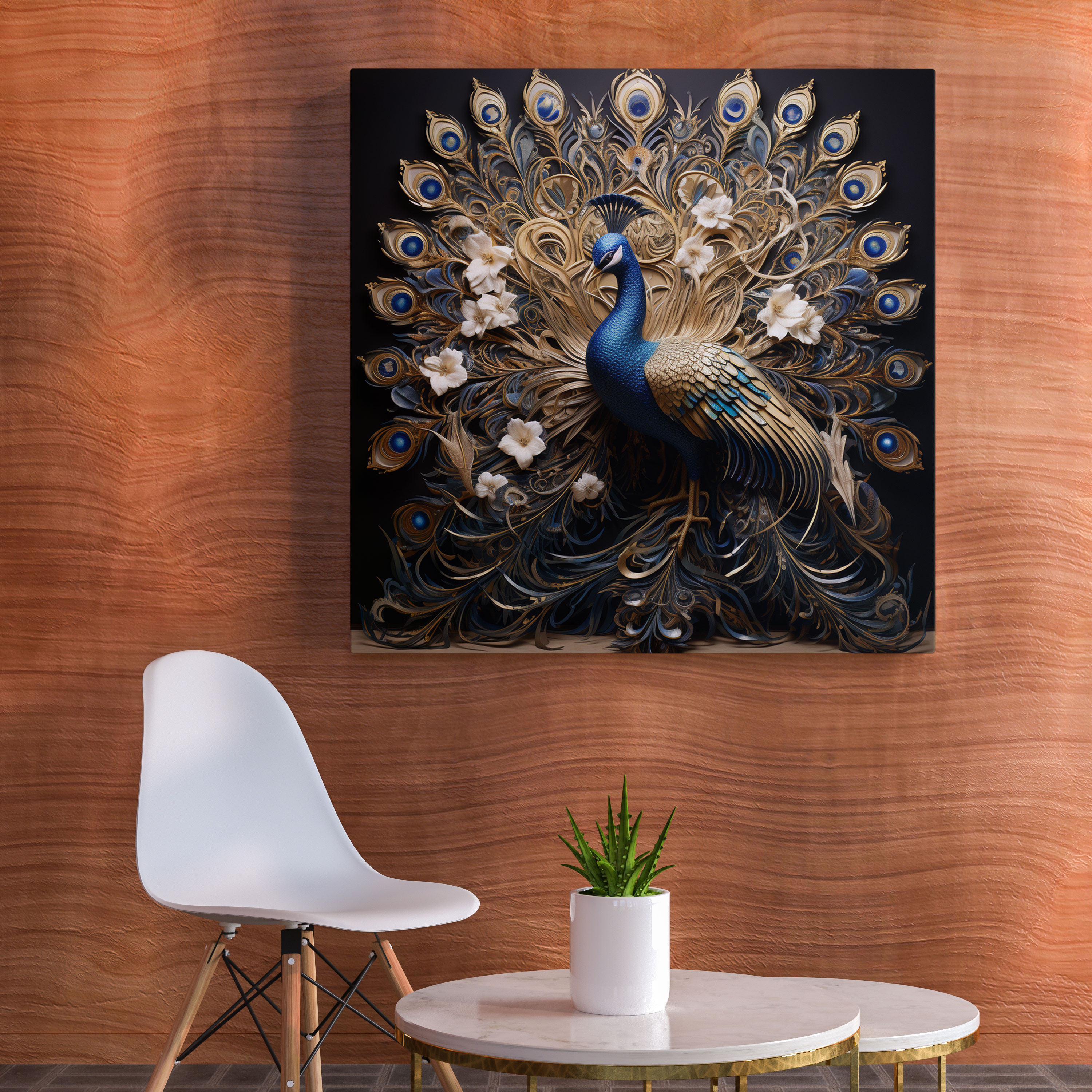 Navy Blue Peacock Canvas Print - Navy Blue, Navy Blue, Canvas Print, Peacock
