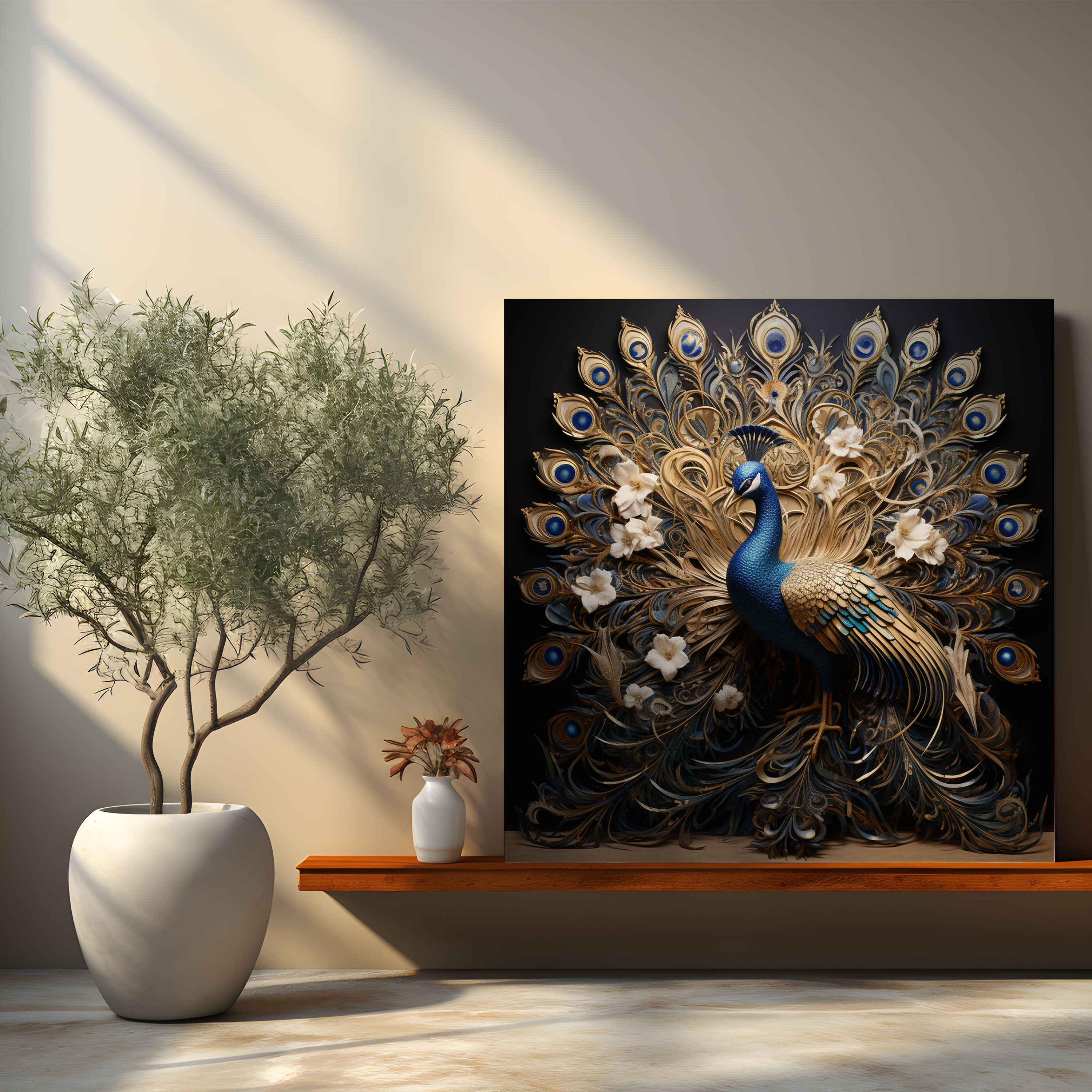 Navy Blue Peacock Canvas Print - Navy Blue, Navy Blue, Canvas Print, Peacock