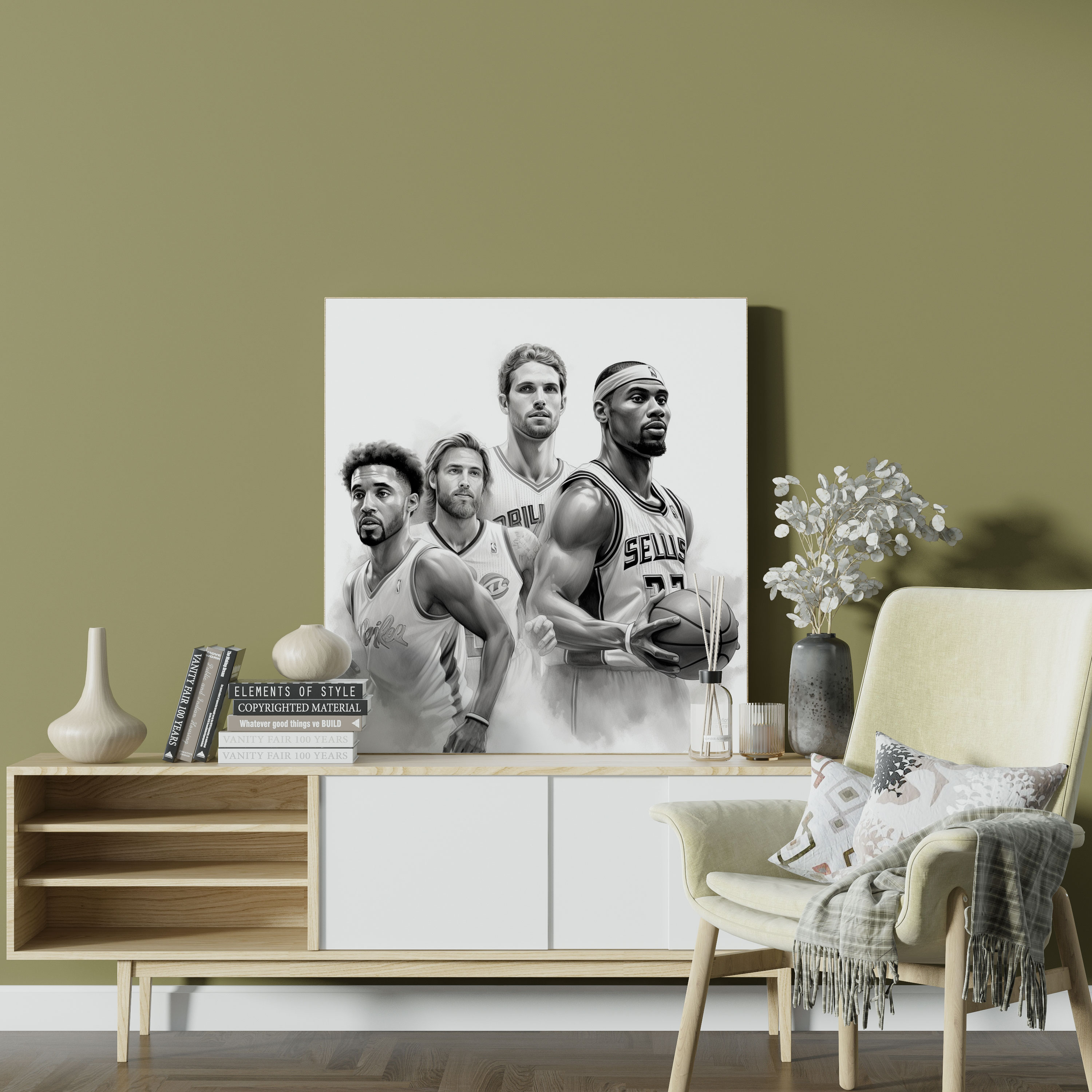 Nba Wall Art - Legends Sketch - Nba, Canvas, Canvas Wall Art, Nba