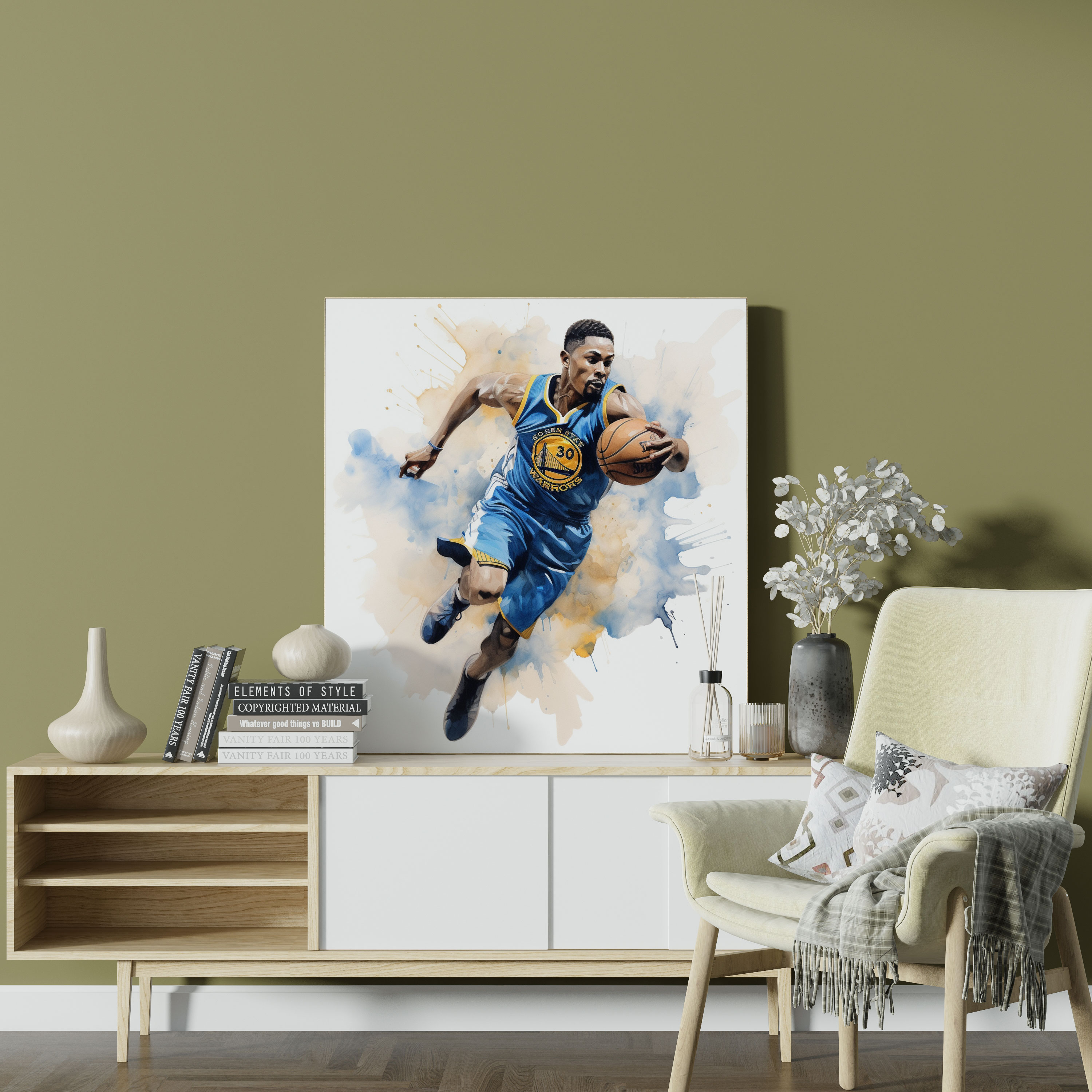 Nba Canvas Print - Elegant Wall Art In Watercolor Style - Nba, Nba, Elegant, Canvas Print