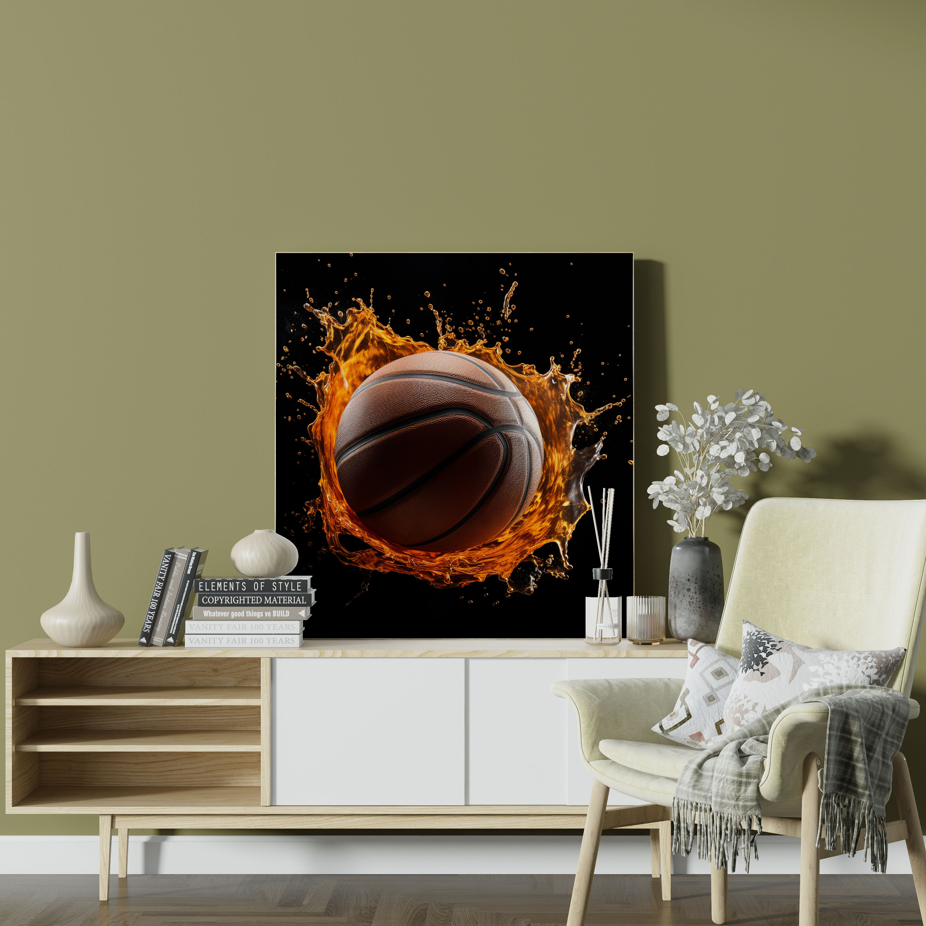 Nba Canvas Print - Photorealistic Close-Up Basketball Shot Wall Art - Nba, Texture, Detail, Close-Up Shot