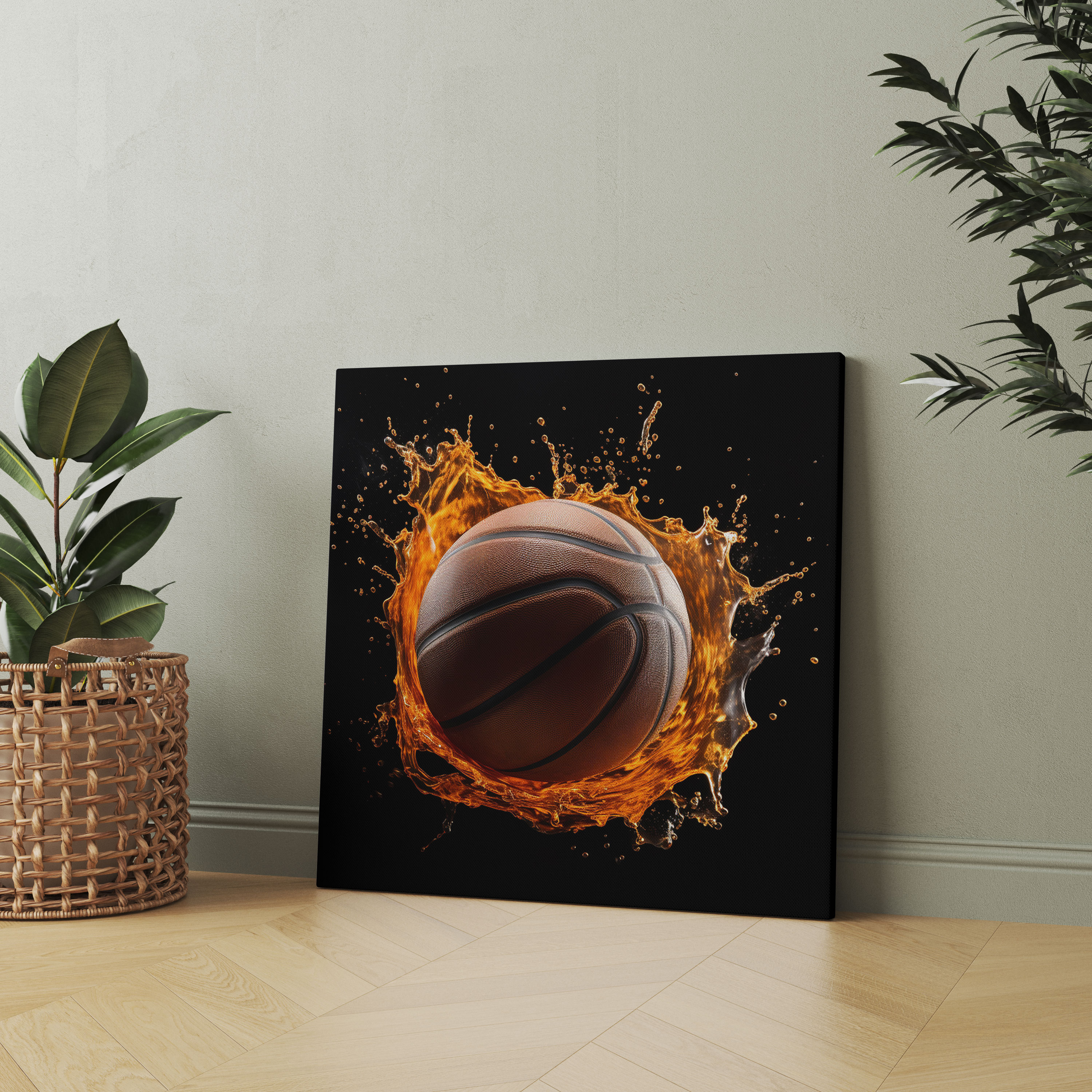 Nba Canvas Print - Photorealistic Close-Up Basketball Shot Wall Art - Nba, Texture, Detail, Close-Up Shot