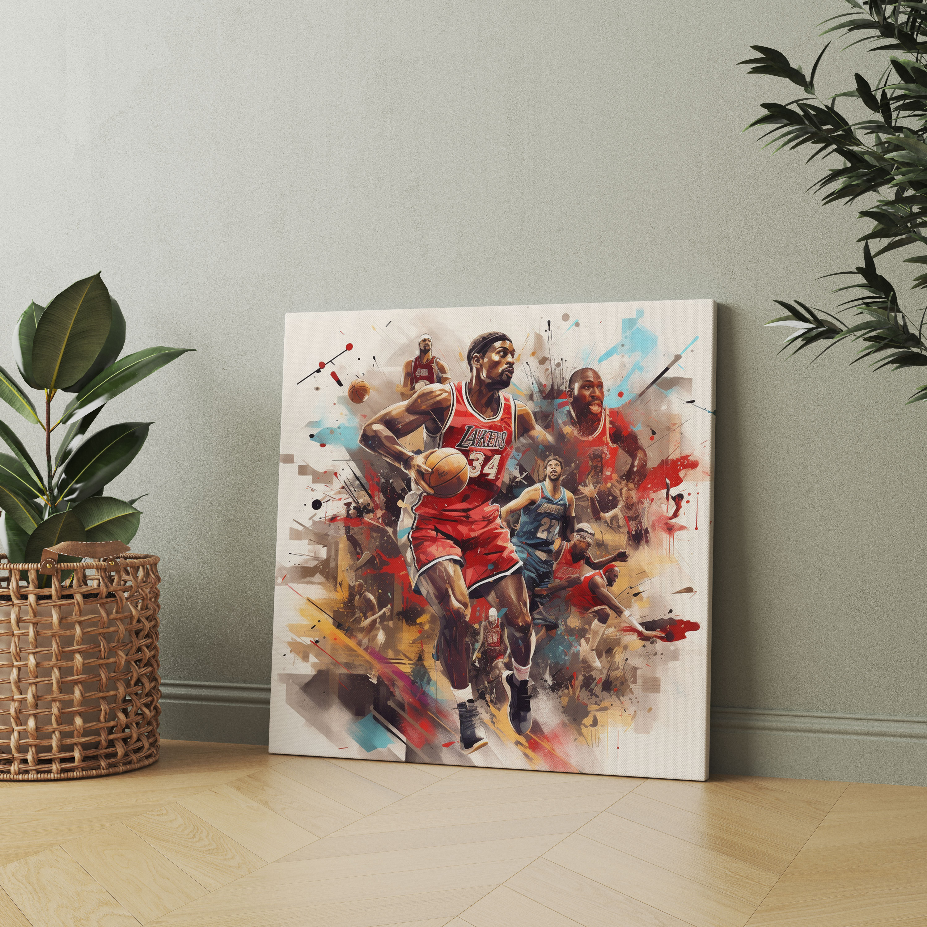 NBA Wanddekoration - Collage unvergesslicher NBA Momente - Leinwandbild NBA Geschichte Kunst
