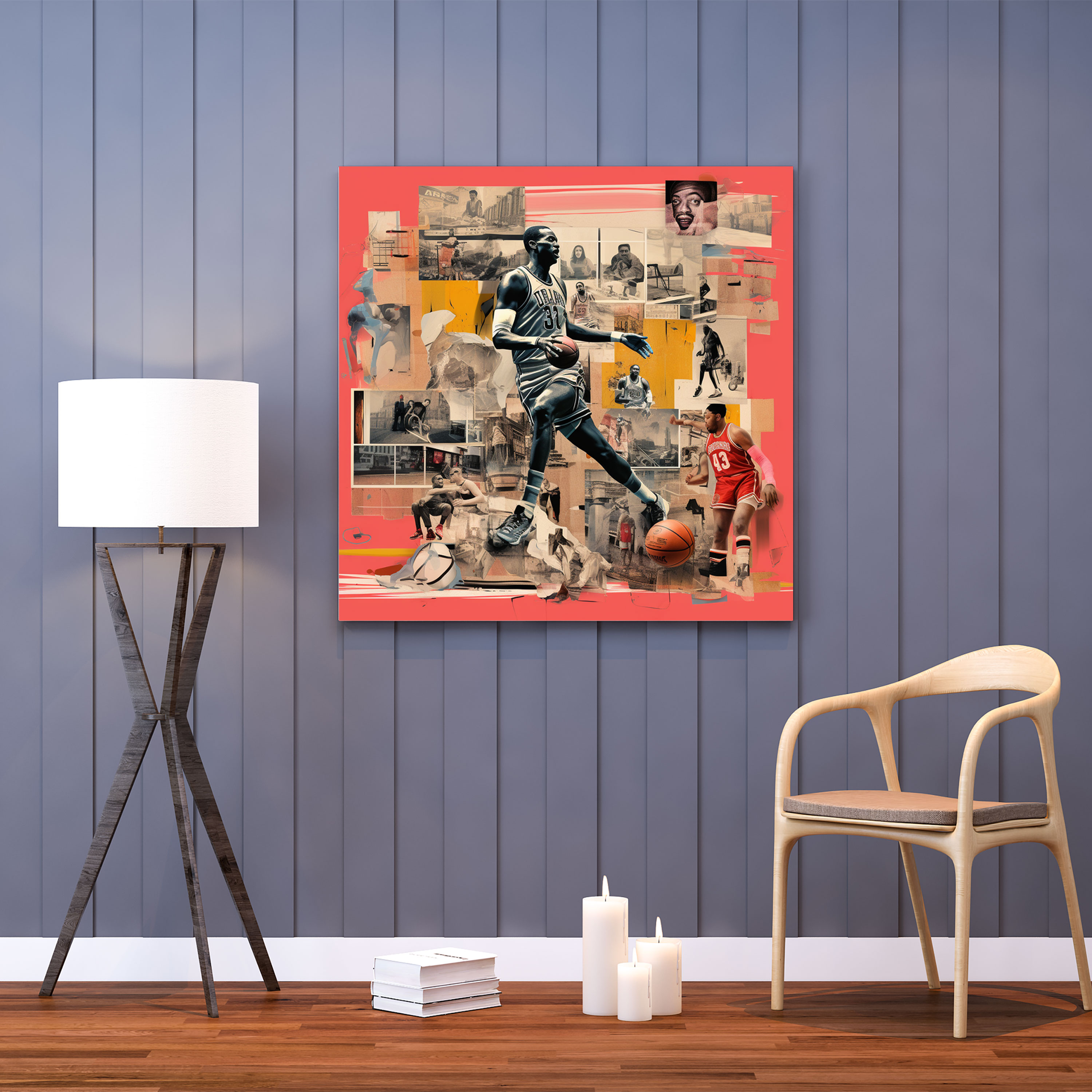 Nba Wall Decoration - Vintage Basketball Collage Canvas Print - Nba, Wall Decoration, Wall Art, Iconic Moments