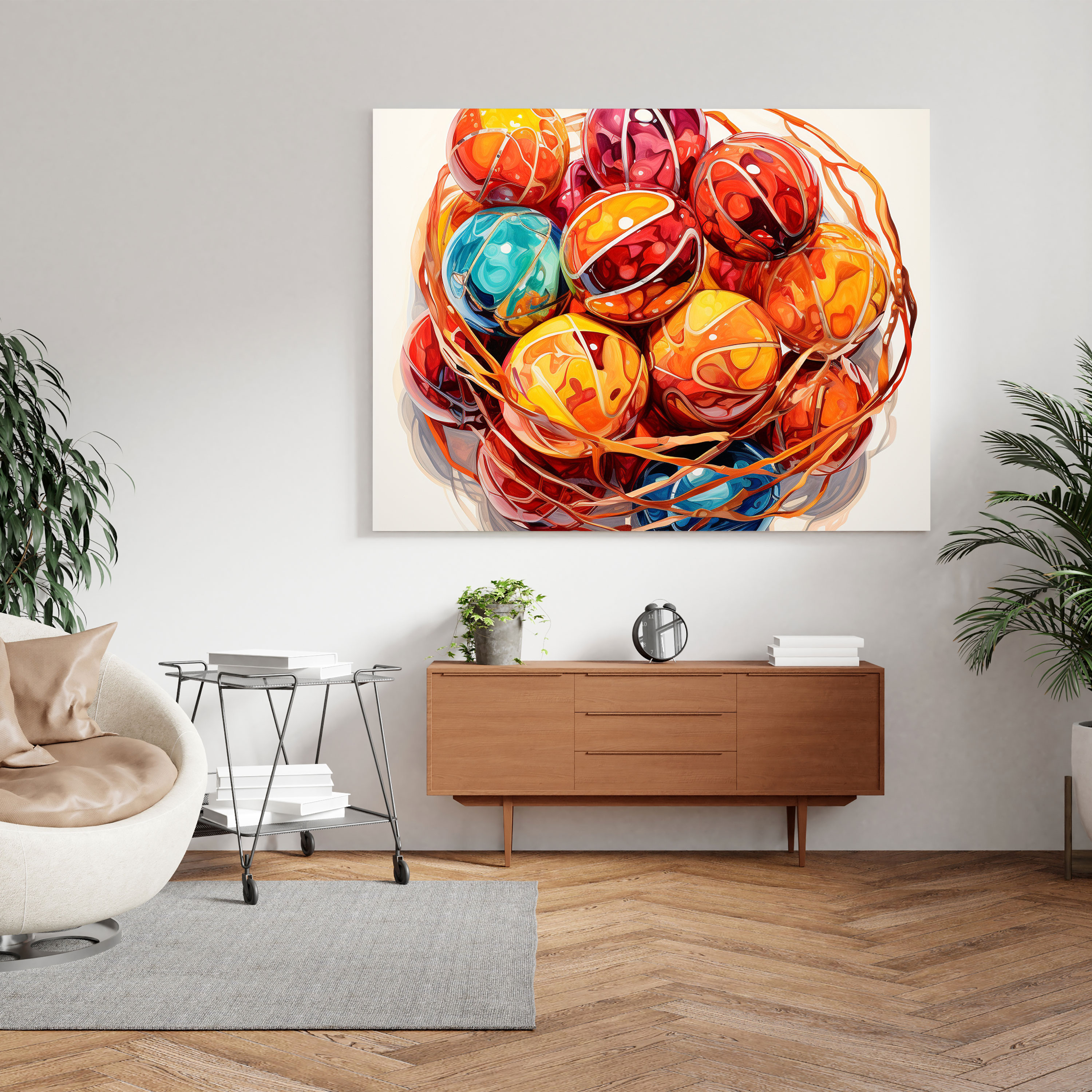 Nba Canvas Print - Watercolor Basketball Balls Wall Art - Nba, Watercolor Painting, Canvas Print, Vibrant Colors