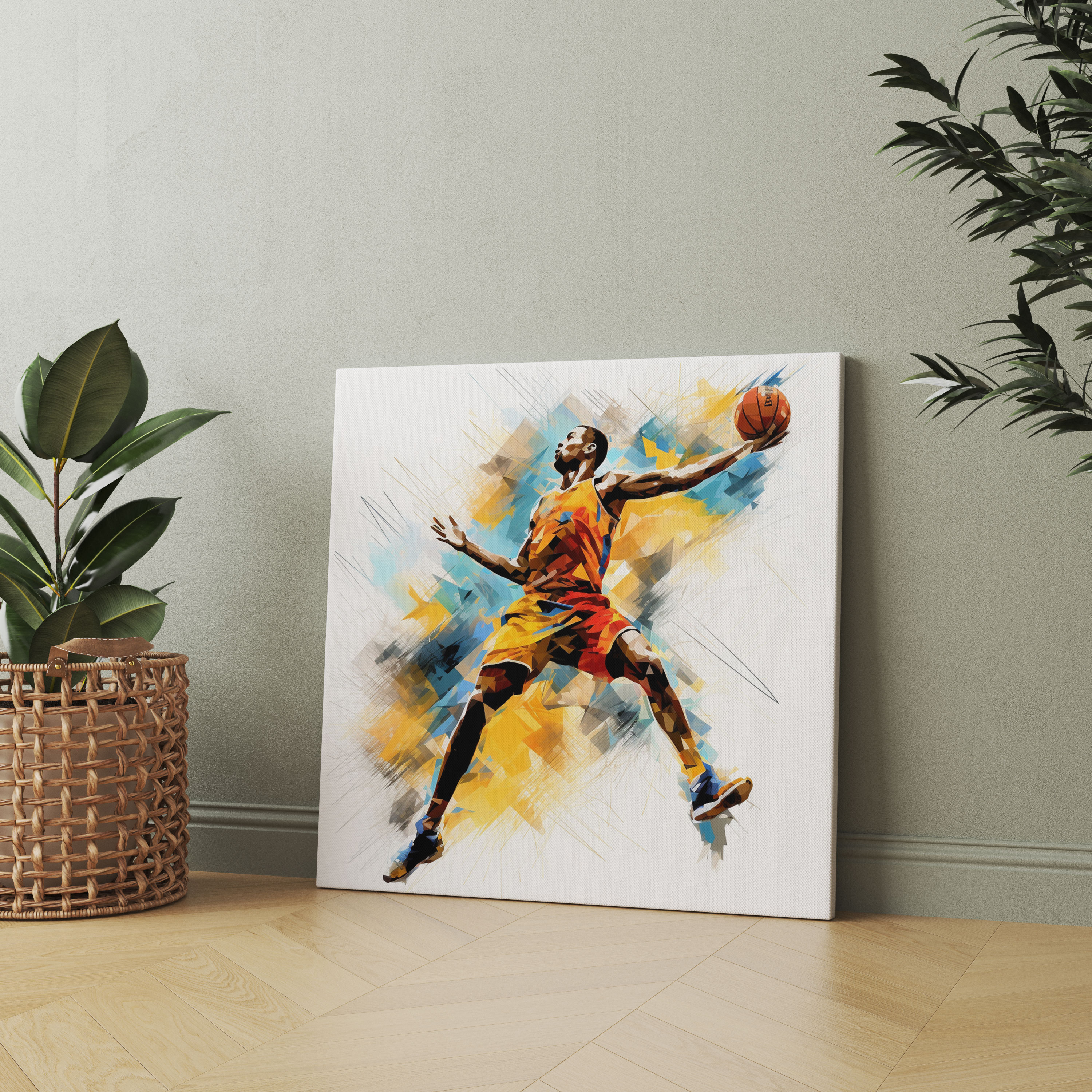 Nba Wall Art: Abstract Dunking Masterpiece - Nba, Wall Art, Wall Decoration, Dunking