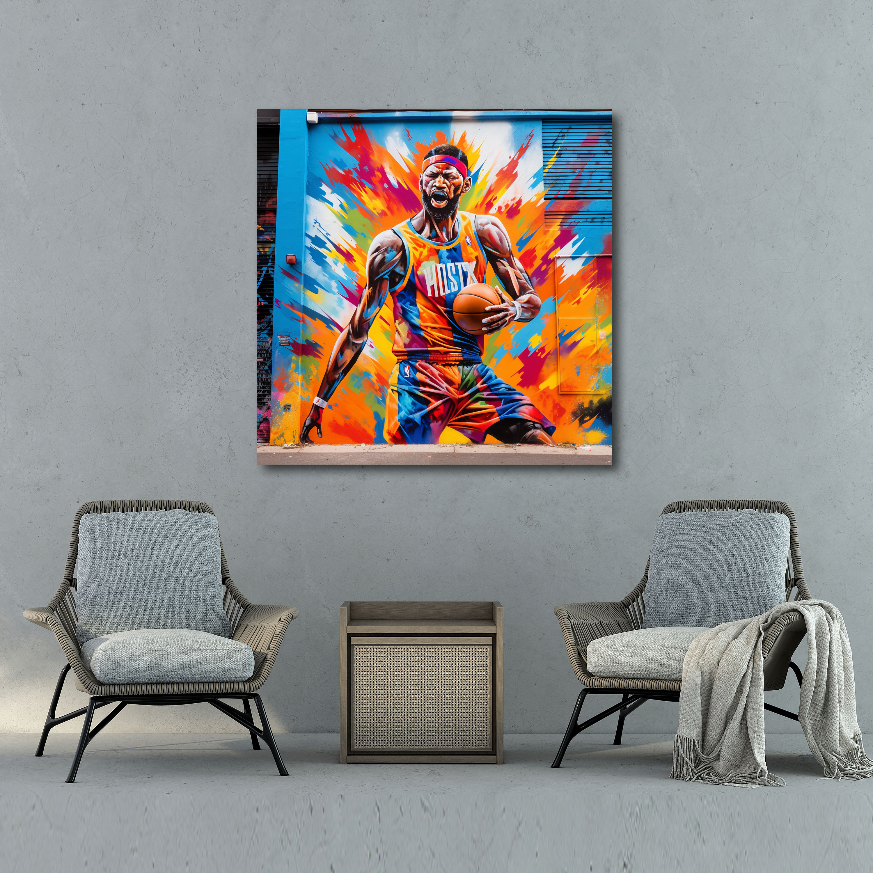 NBA Wanddekoration - Leinwandbild im Graffiti-Stil
