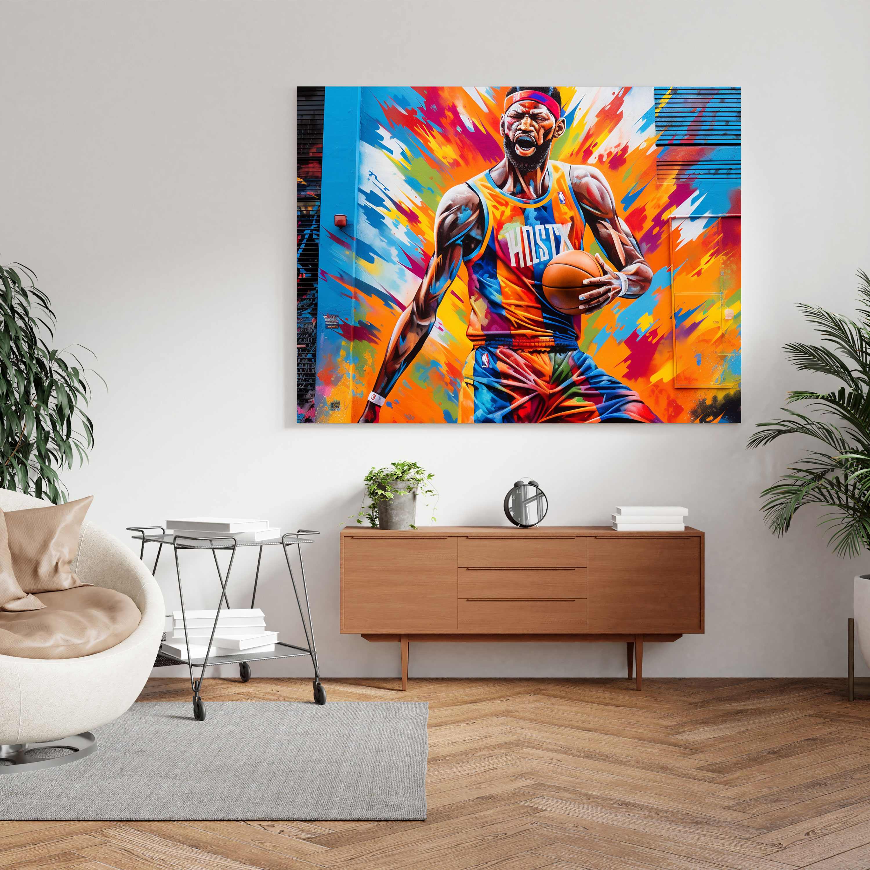 NBA Wanddekoration - Leinwandbild im Graffiti-Stil
