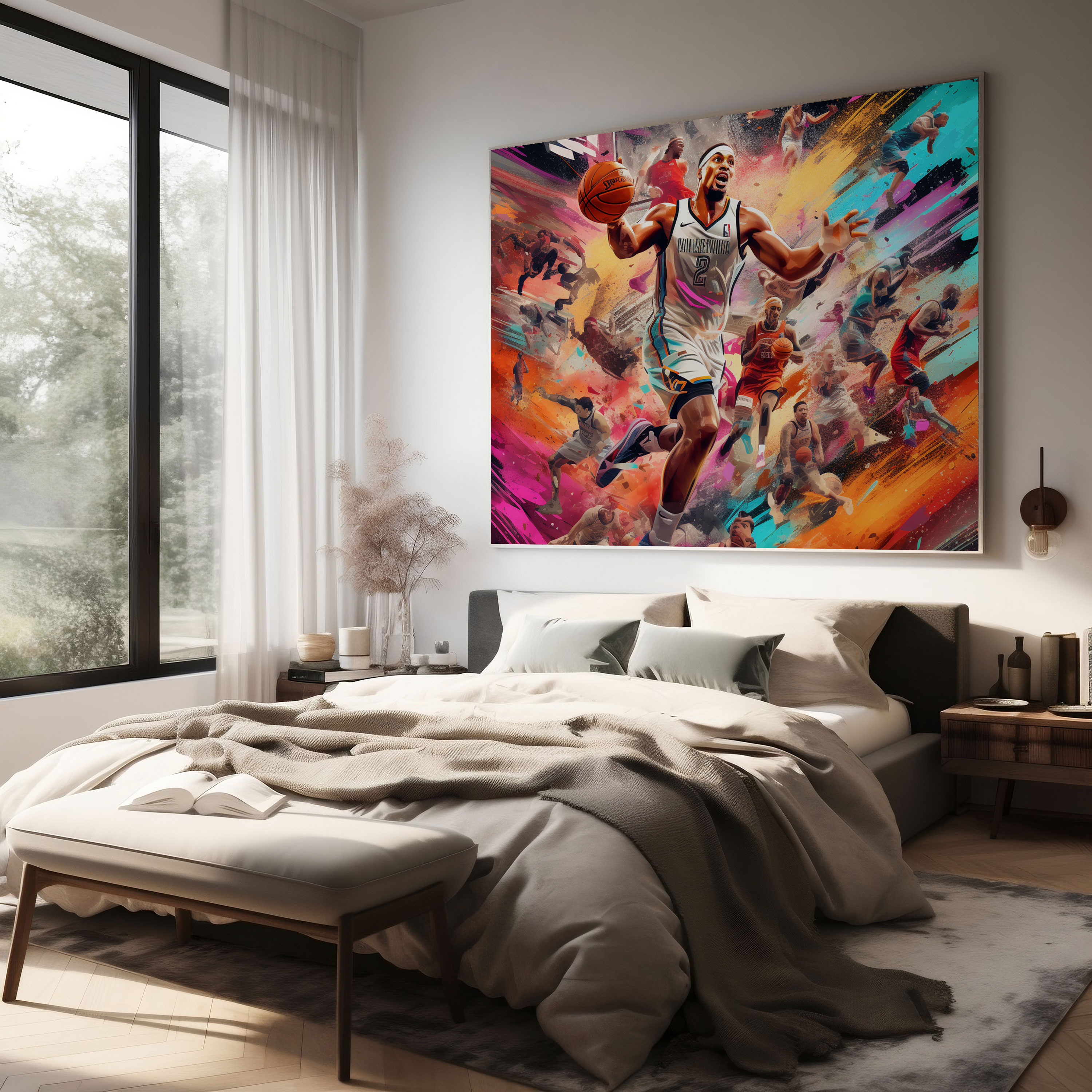 Nba Wall Art - Collage-Style Basketball Canvas Print - Nba, Action Shots, Canvas, Canvas Wall Art