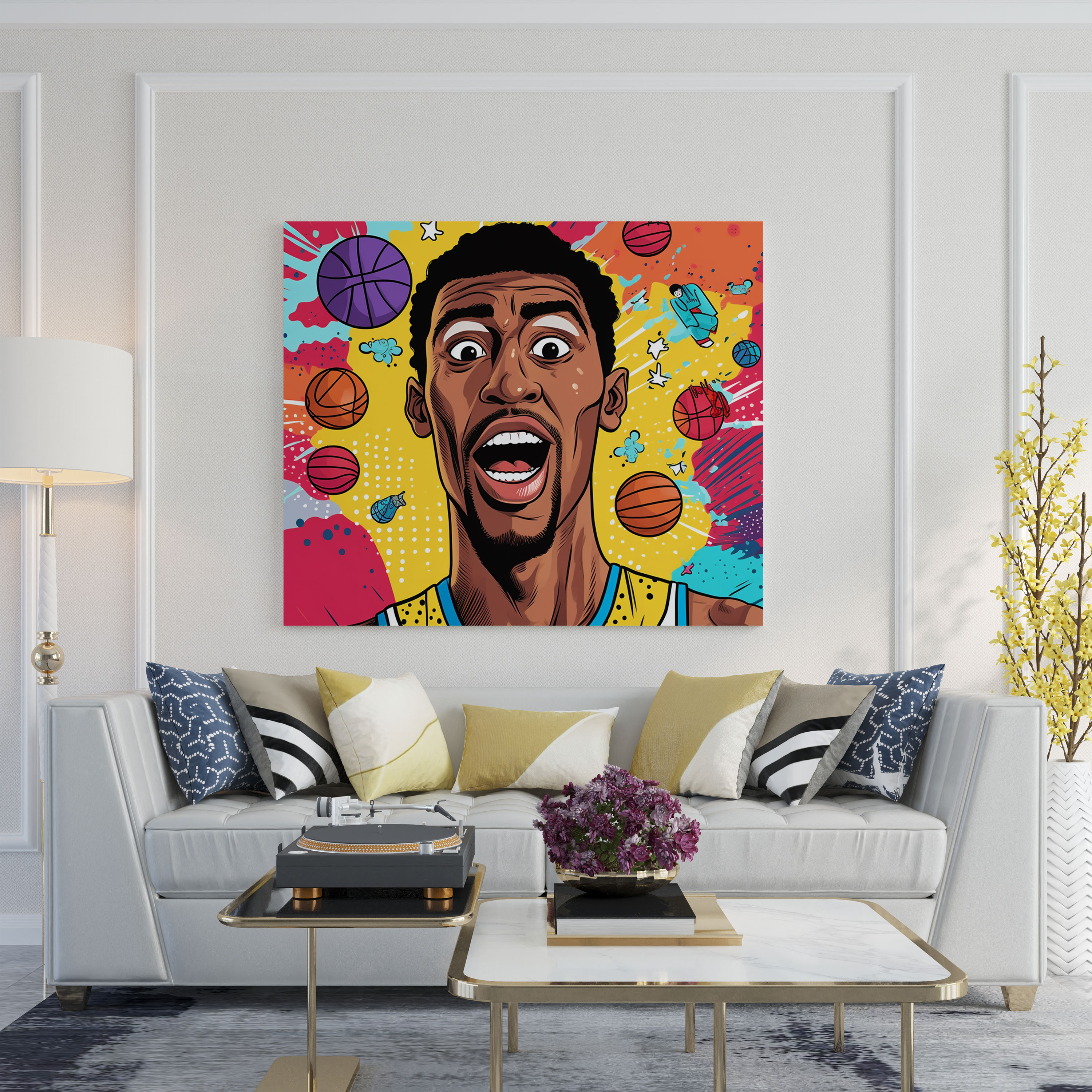 NBA Wanddekoration - Pop Art Leinwandbild - Basketball Wanddekoration Leinwandbild Leinwandkunst