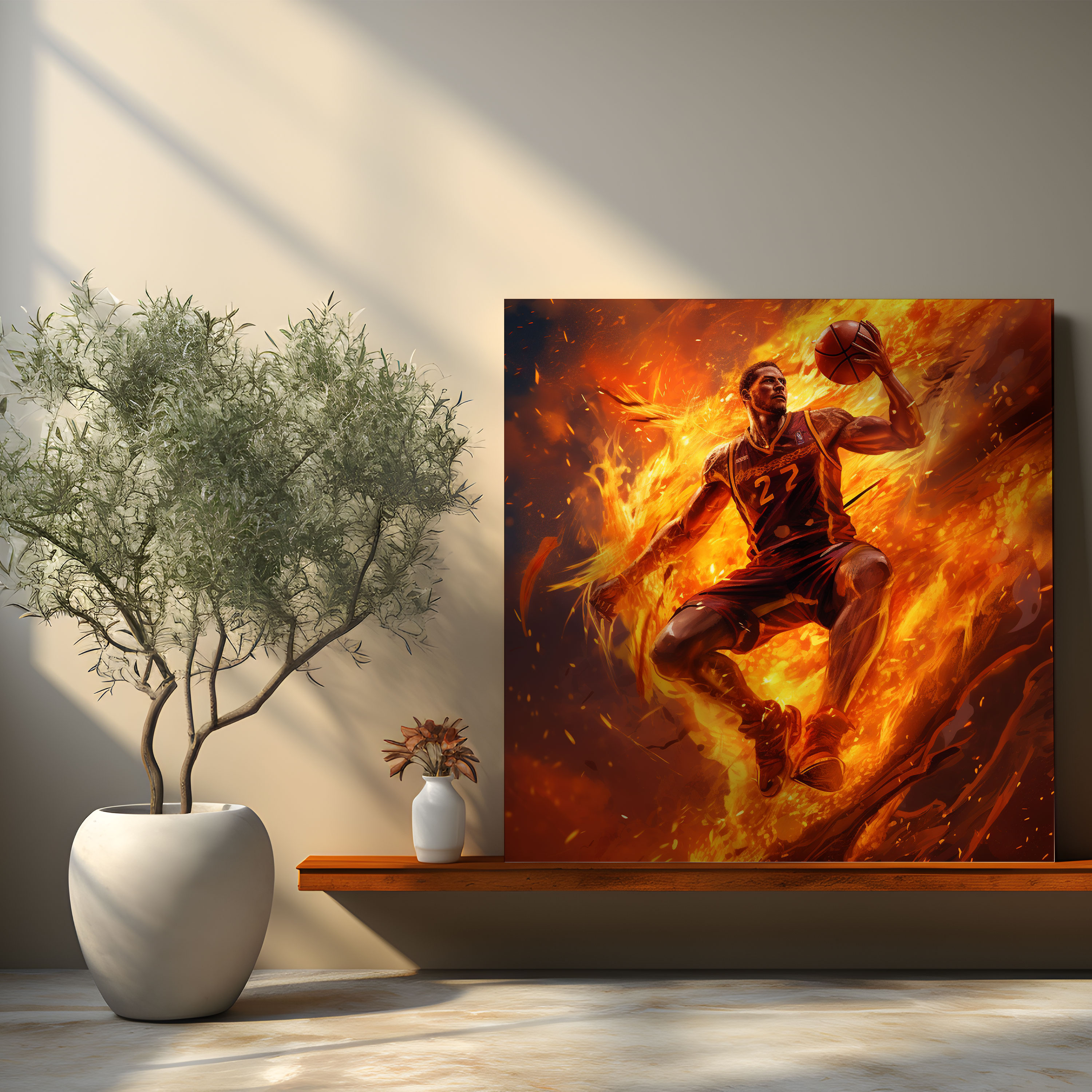 Nba Leinwandbild - Feuriger Dunk - Zuhause Dekoration Wanddekoration