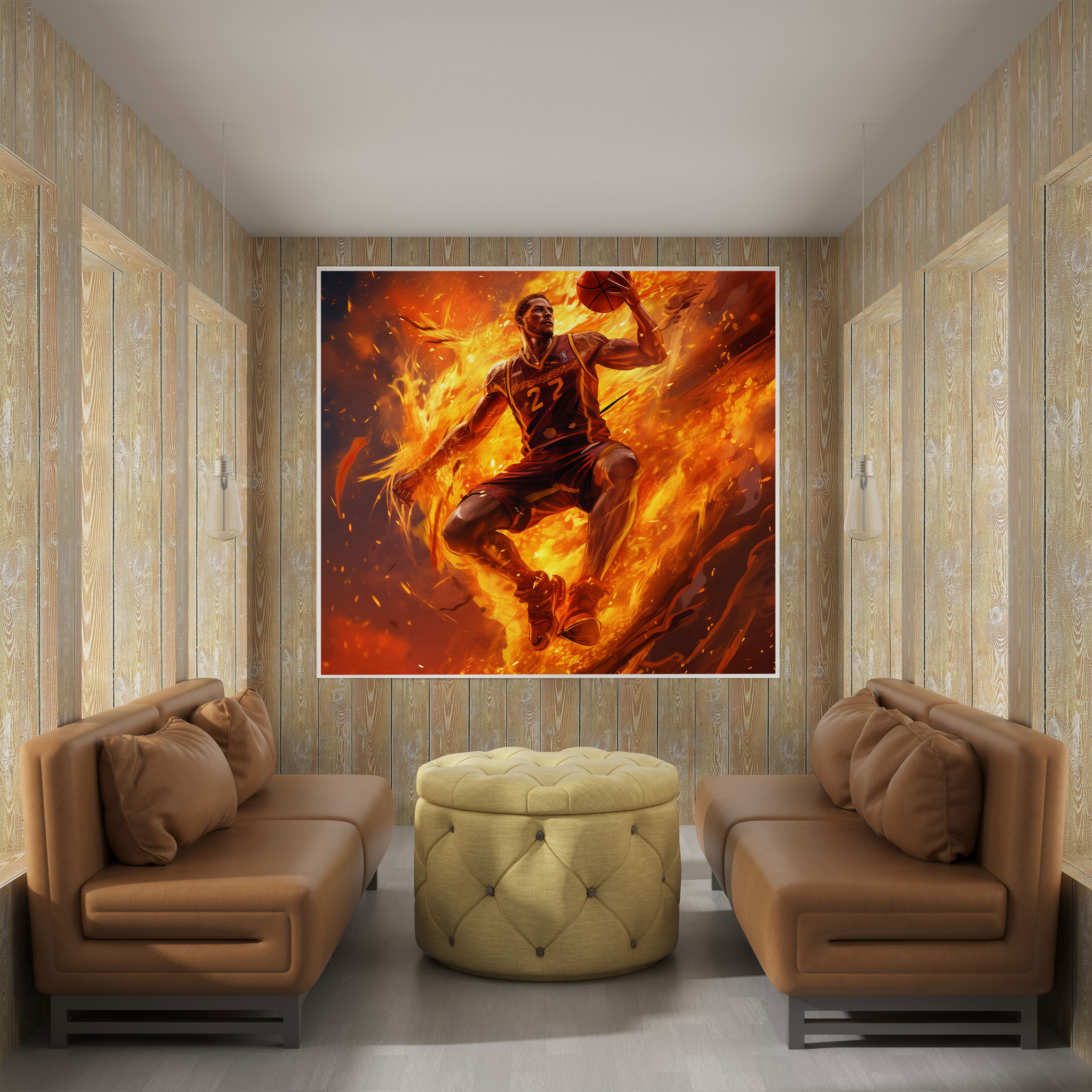 Nba Leinwandbild - Feuriger Dunk - Zuhause Dekoration Wanddekoration