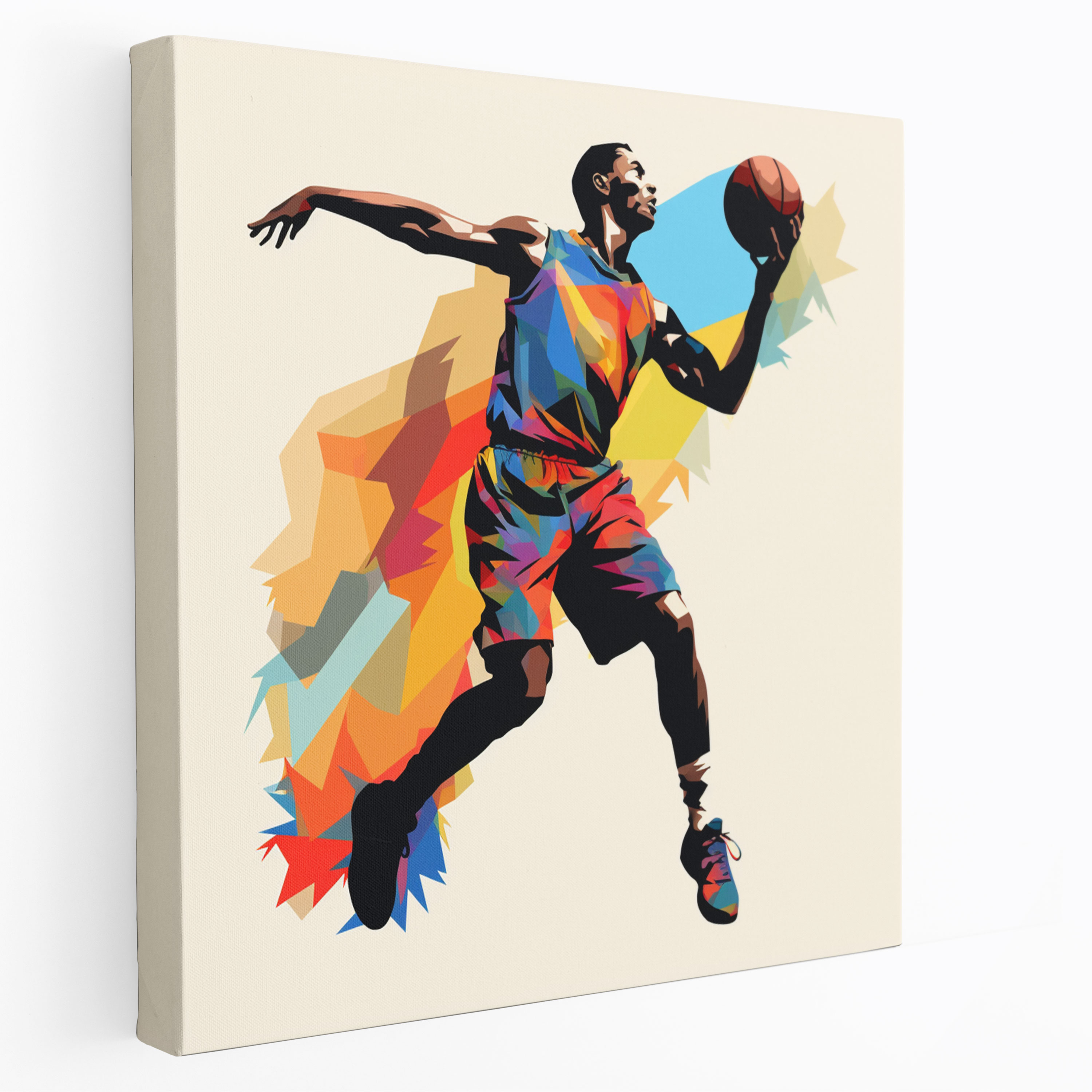 NBA Leinwandbild - Dreipunktwurf Silhouette - Minimalistisches Design Wandkunst Leinwand