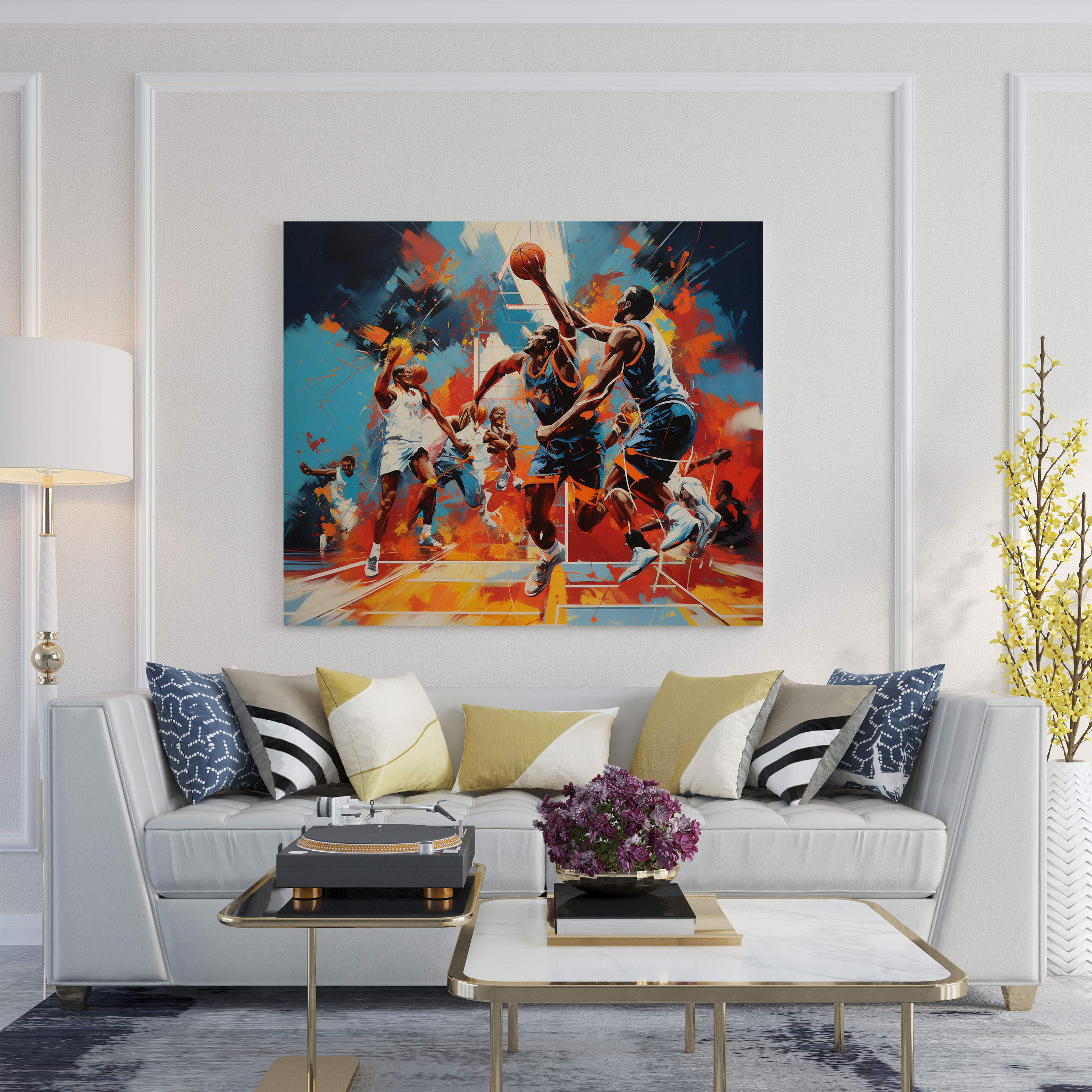 Nba Canvas Print - Basketball Game In Action - Nba, Dynamic Colors, Canvas Print, Wall Decoration