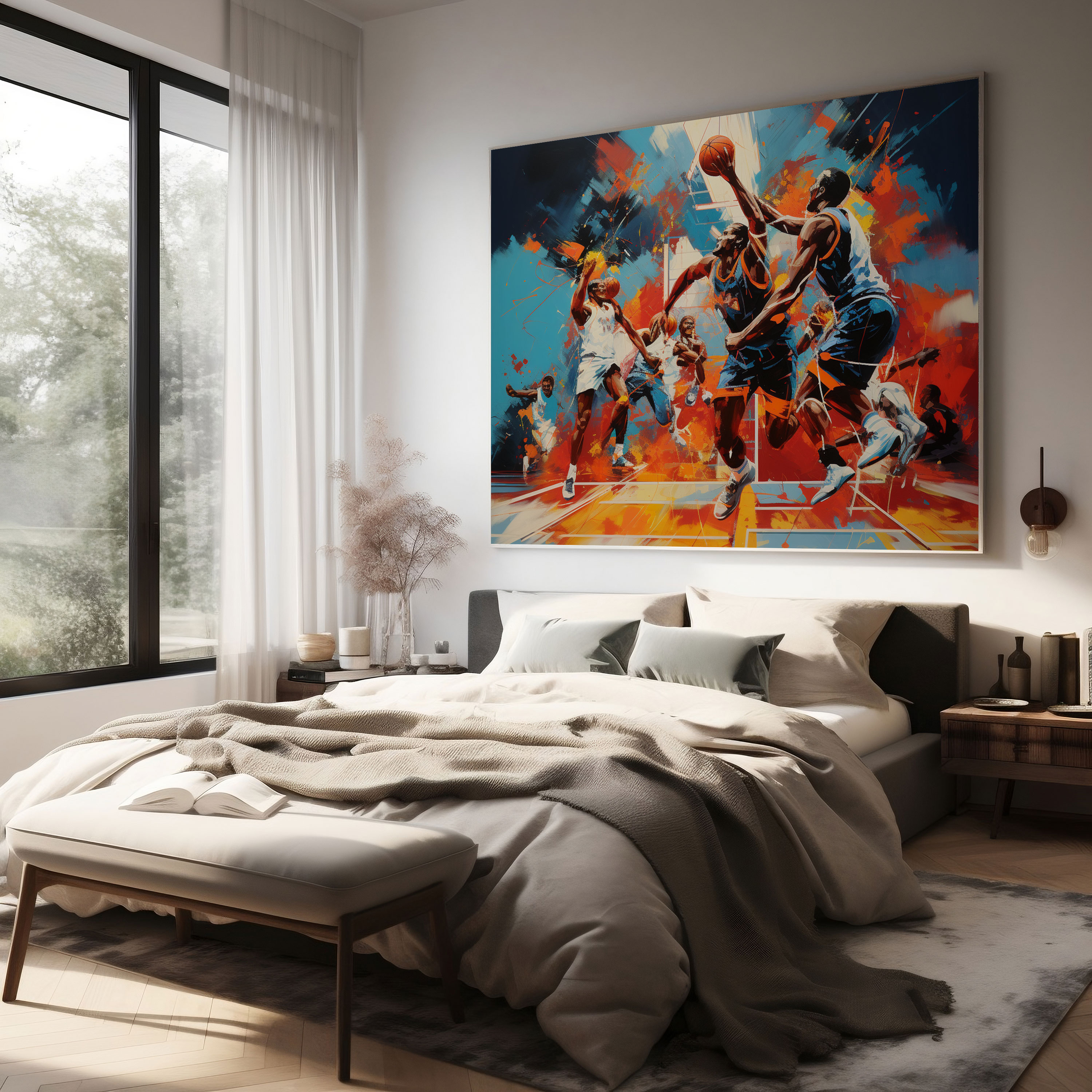 Nba Canvas Print - Basketball Game In Action - Nba, Dynamic Colors, Canvas Print, Wall Decoration