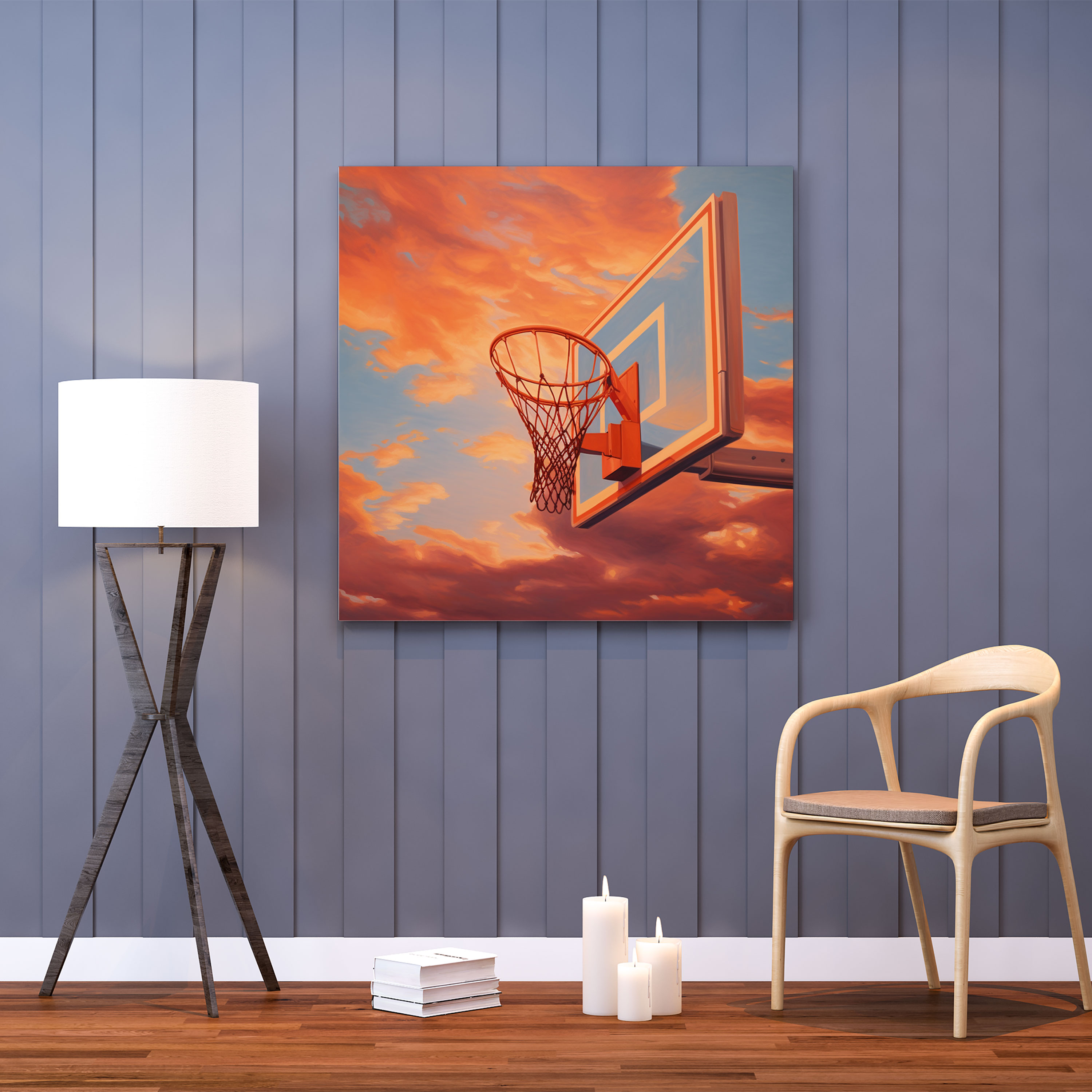 NBA Wandkunst - Realistisches Basketballkorb Leinwandbild - Basketball Leinwand Leinwandbild Basketballkorb